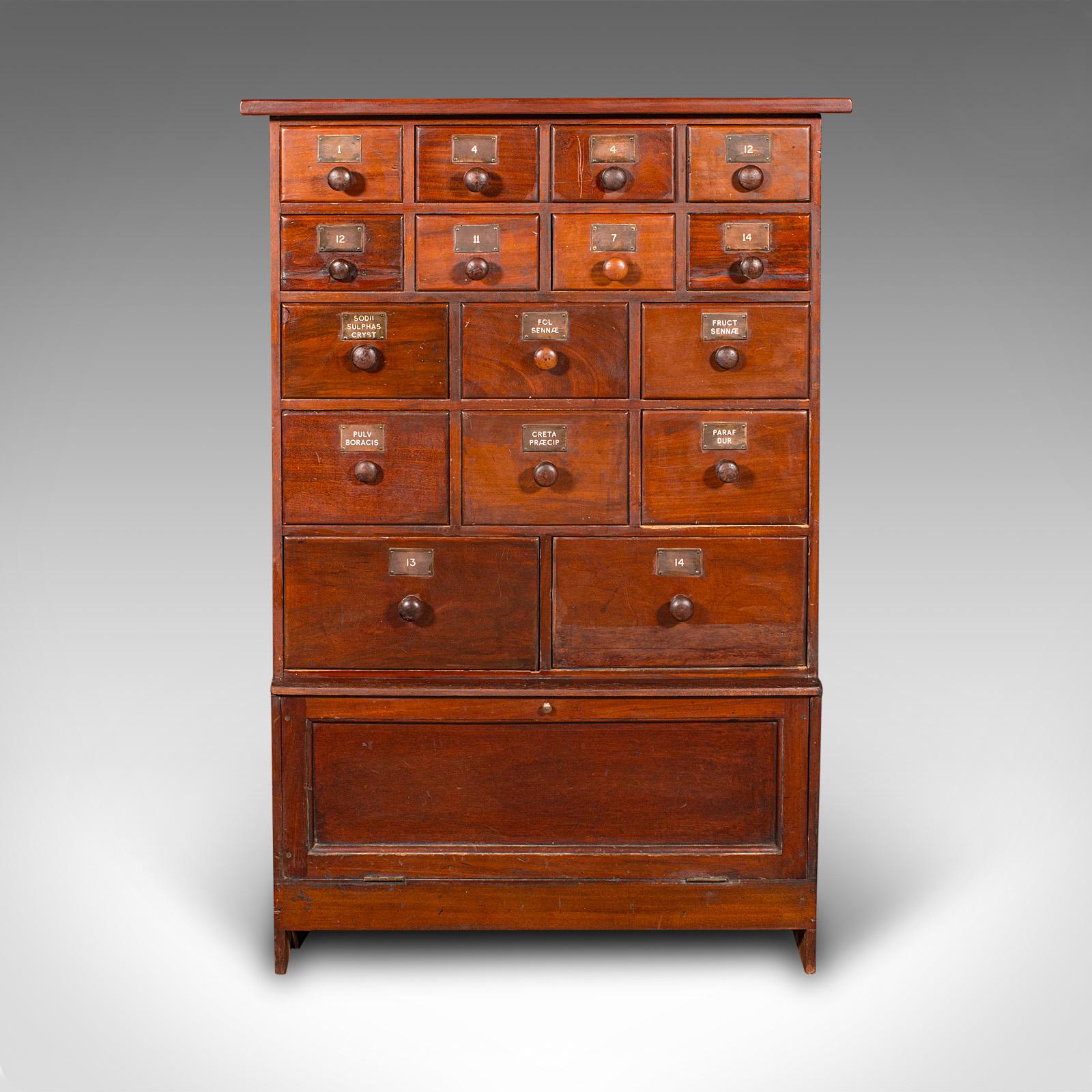 British Antique Apothecary Chest of Drawers, English, Chemist’s Shop Cabinet, Victorian For Sale