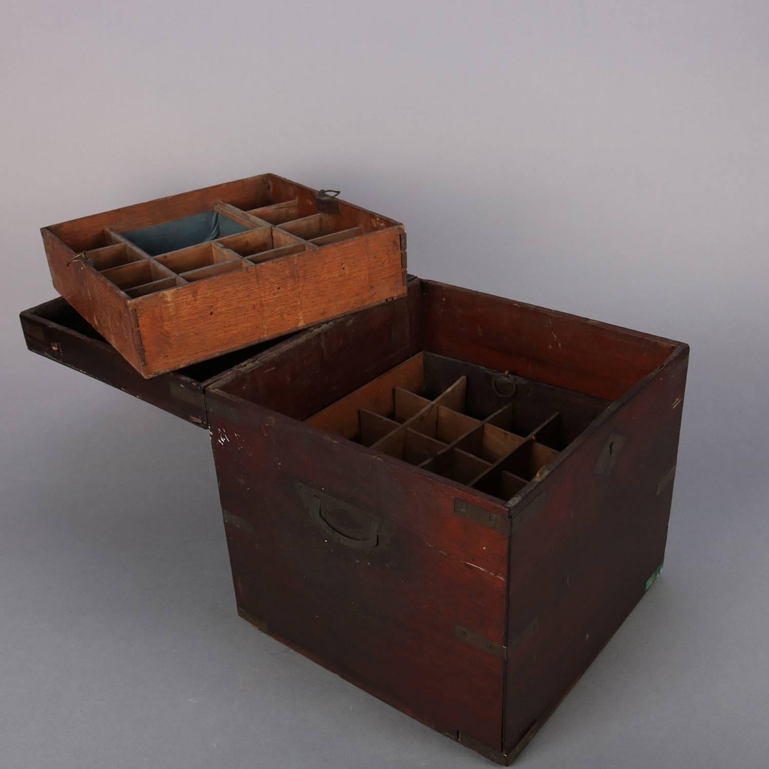 Antique Apothecary Handled Storage Box with Interior Tray, 19th Century 11
