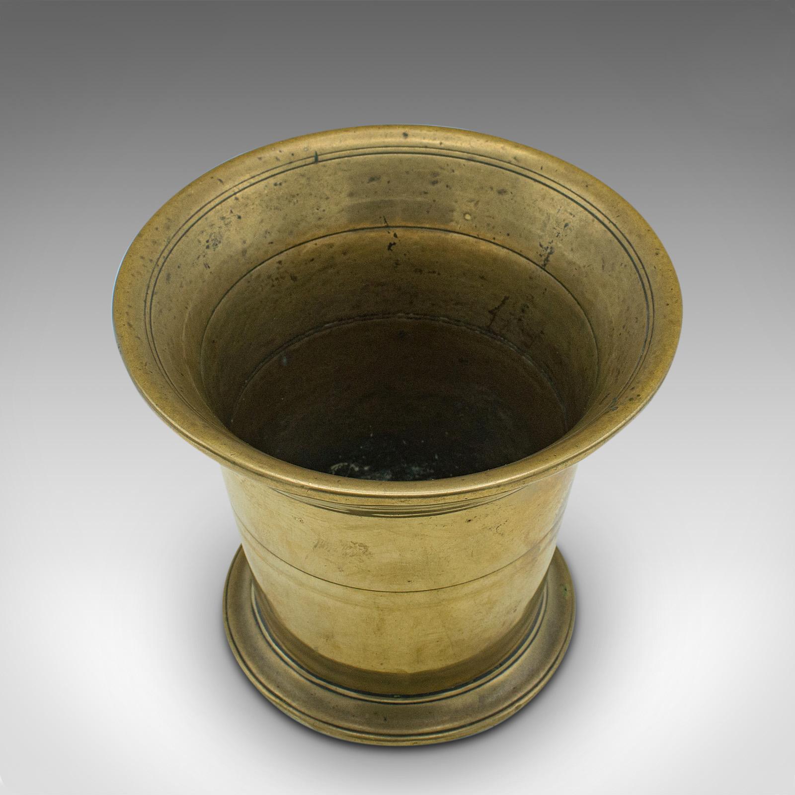 19th Century Antique Apothecary Mortar and Pestle, English, Brass, Chemist, Victorian, C.1850 For Sale