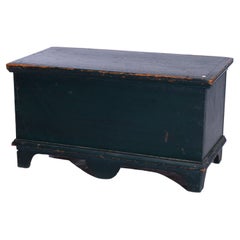 Antique Apple Green Painted Diminutive Blanket Chest, Circa 1850