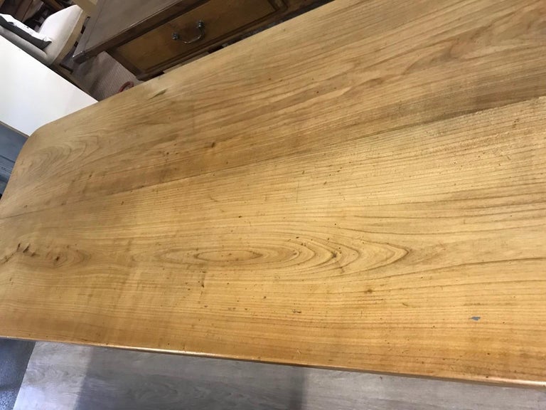 Antique Applewood Farmhouse Table with Centre Stretcher, circa 1840 at