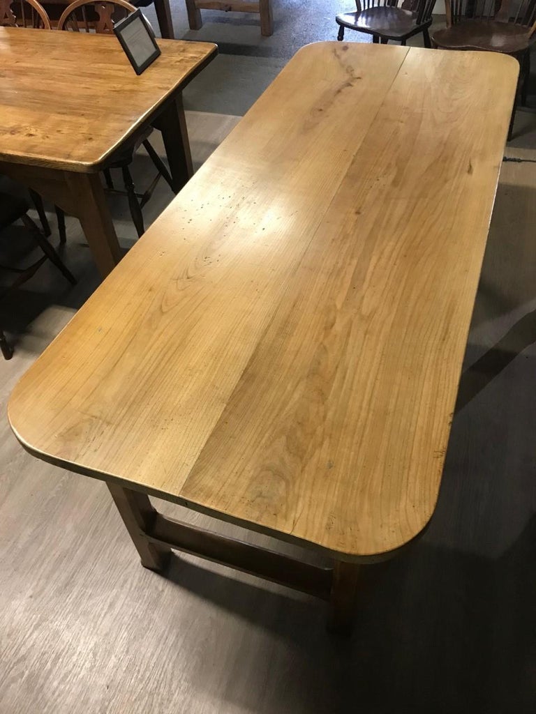 Antique Applewood Farmhouse Table with Centre Stretcher, circa 1840 at