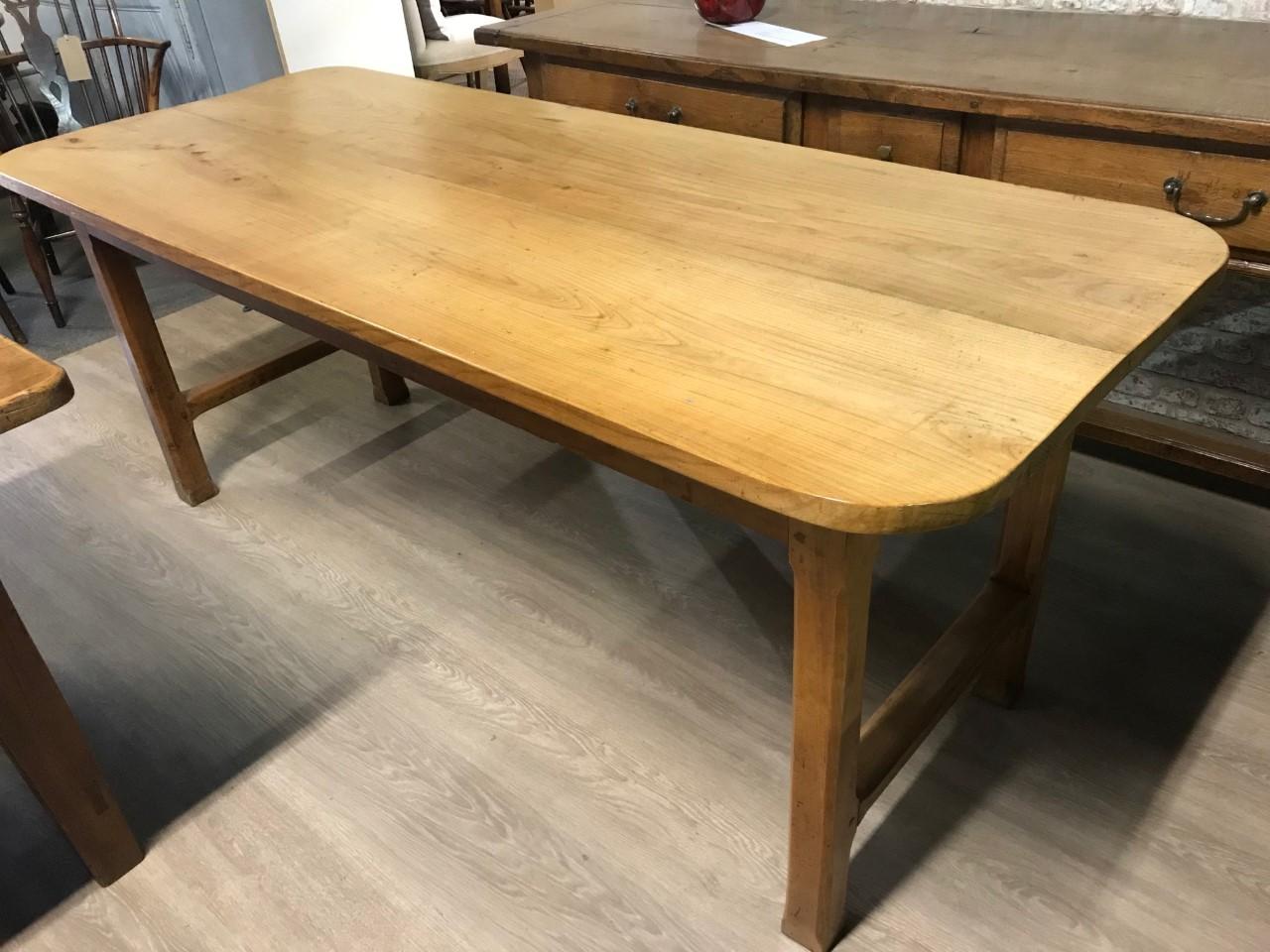 Antique Applewood Farmhouse Table with Centre Stretcher, circa 1840 In Good Condition In Billingshurst, GB