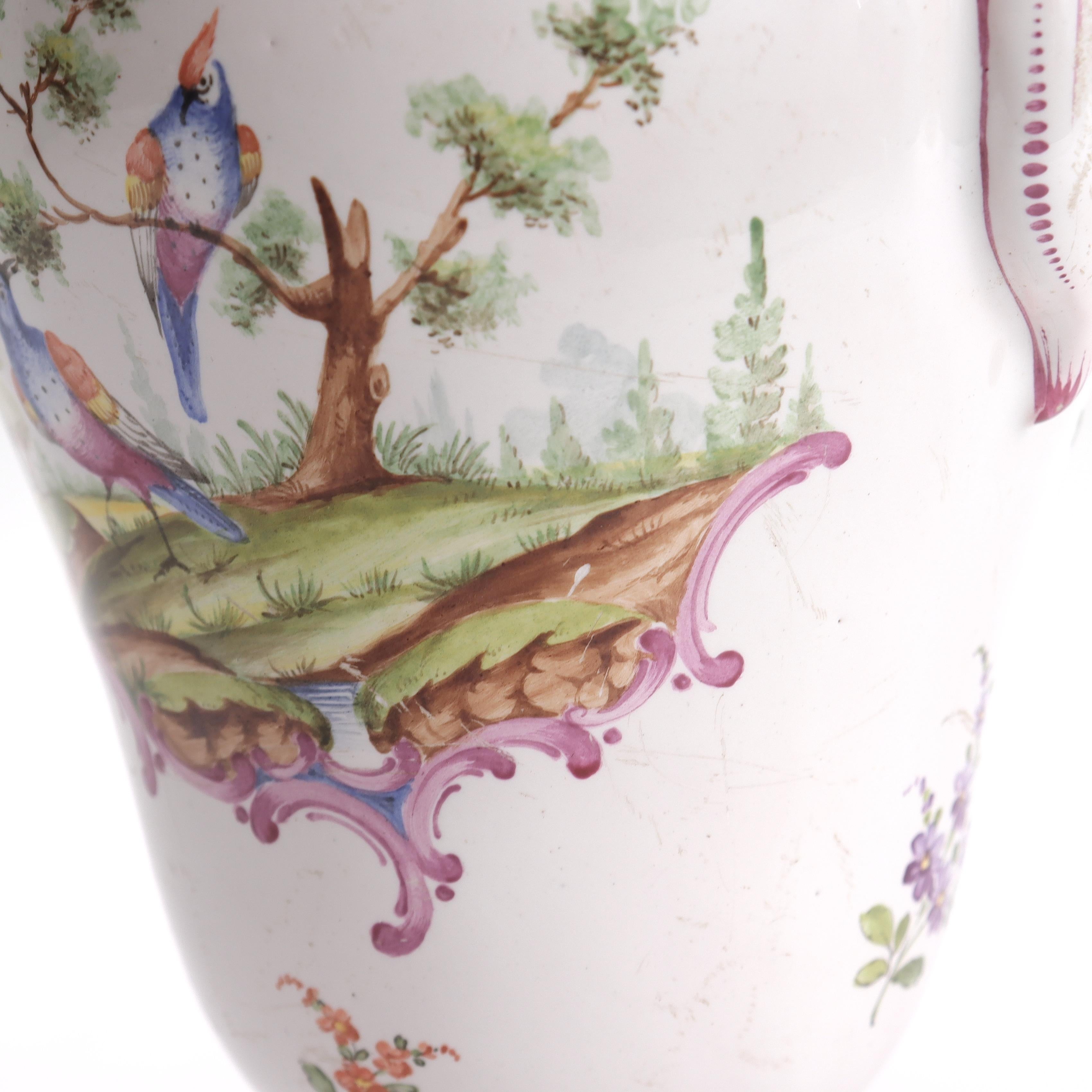 Antique Aprey French Faience Pottery Vase with Floral Decoration For Sale 6