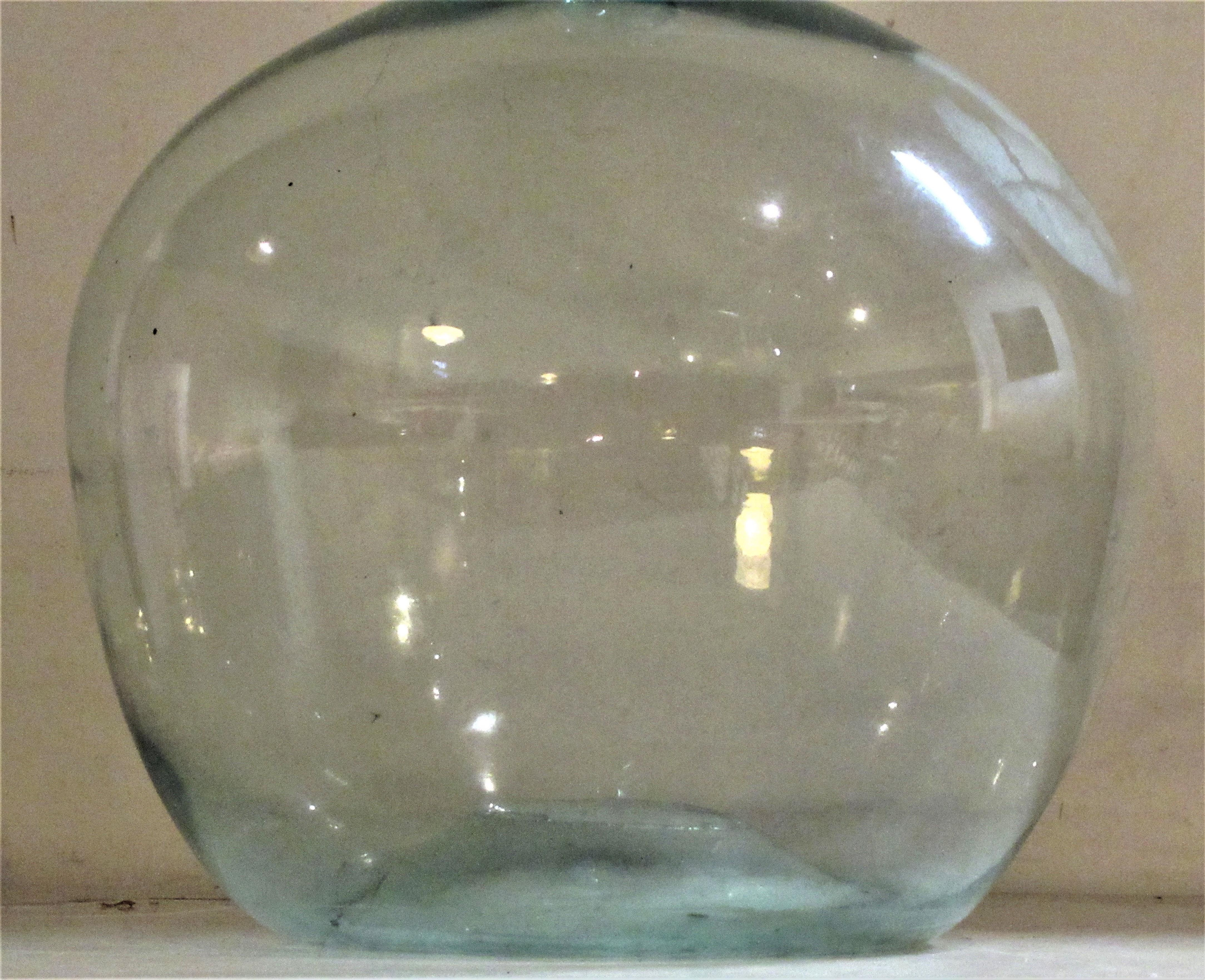 19th Century Antique Aqua Blown Glass Bulbous Form Demijohn
