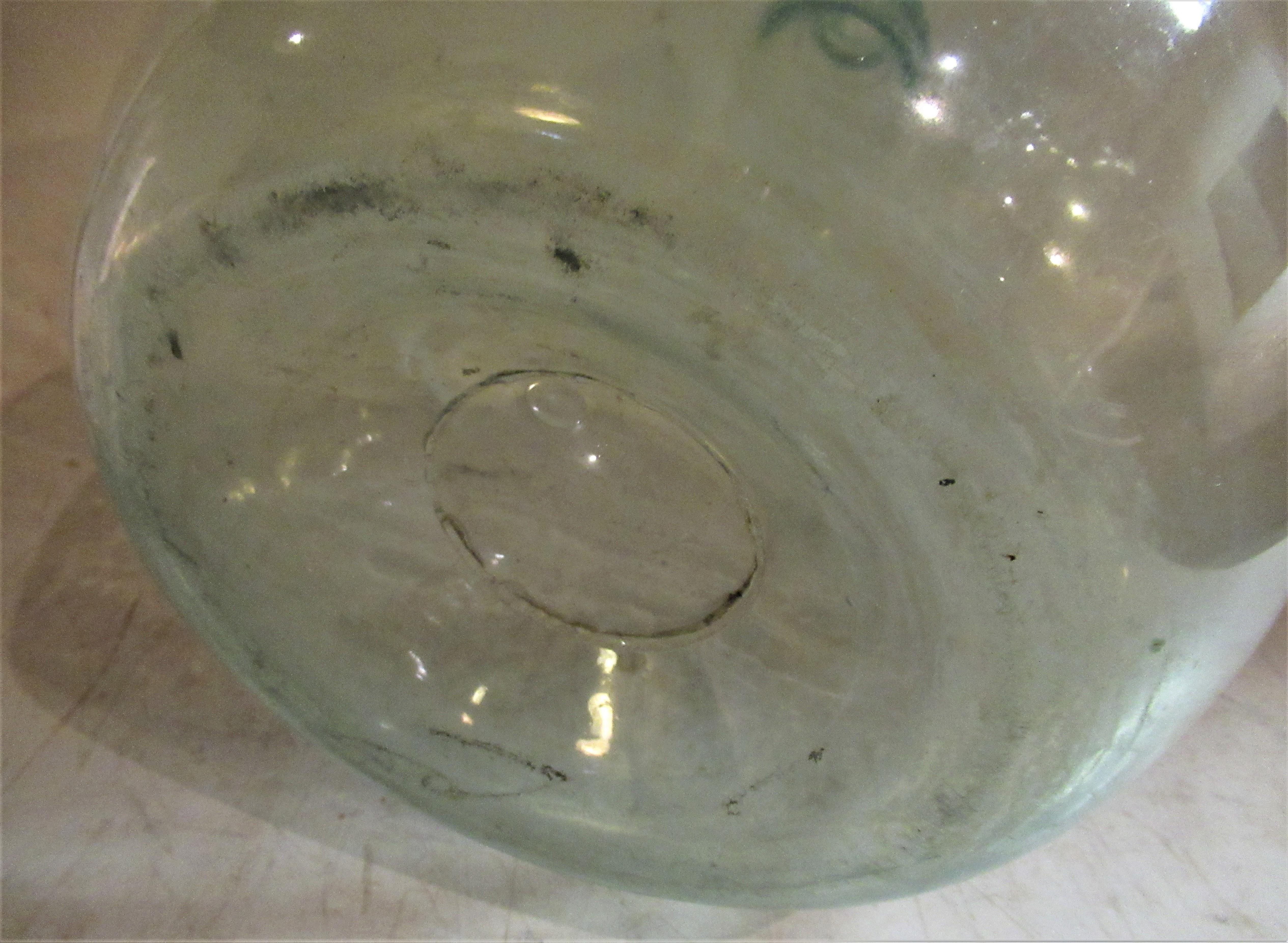 Antique Aqua Blown Glass Bulbous Form Demijohn 1