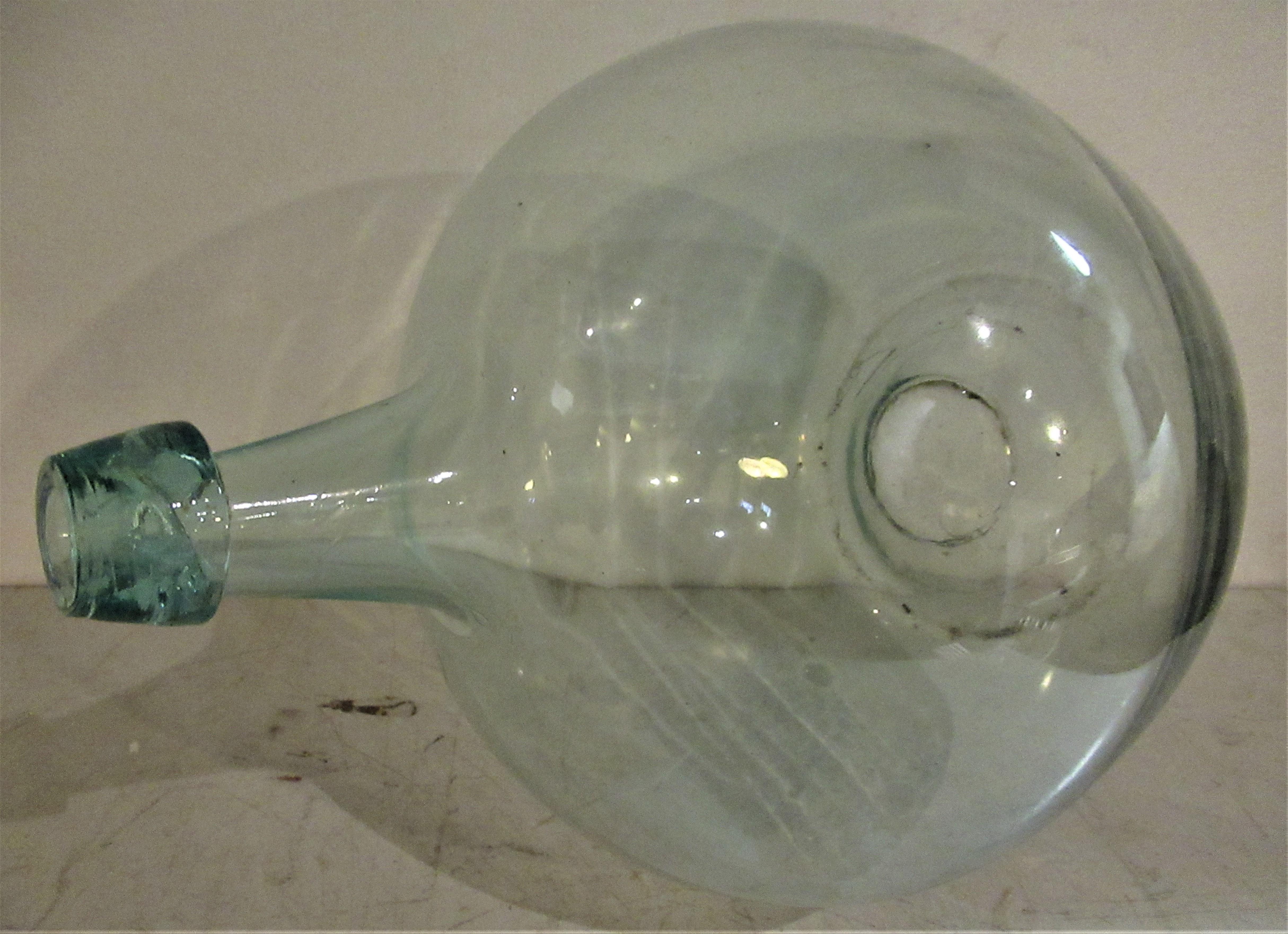 Antique Aqua Blown Glass Bulbous Form Demijohn 2