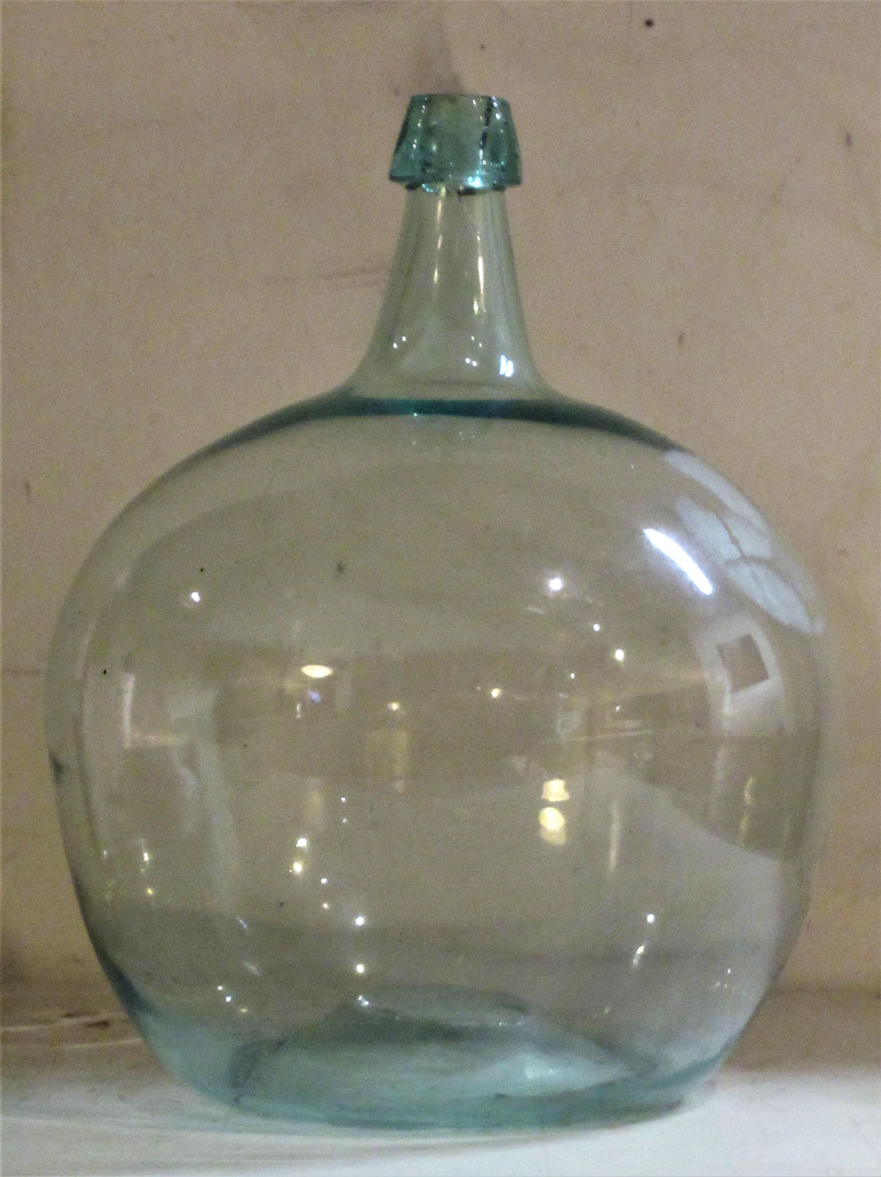 Antique Aqua Blown Glass Bulbous Form Demijohn 3