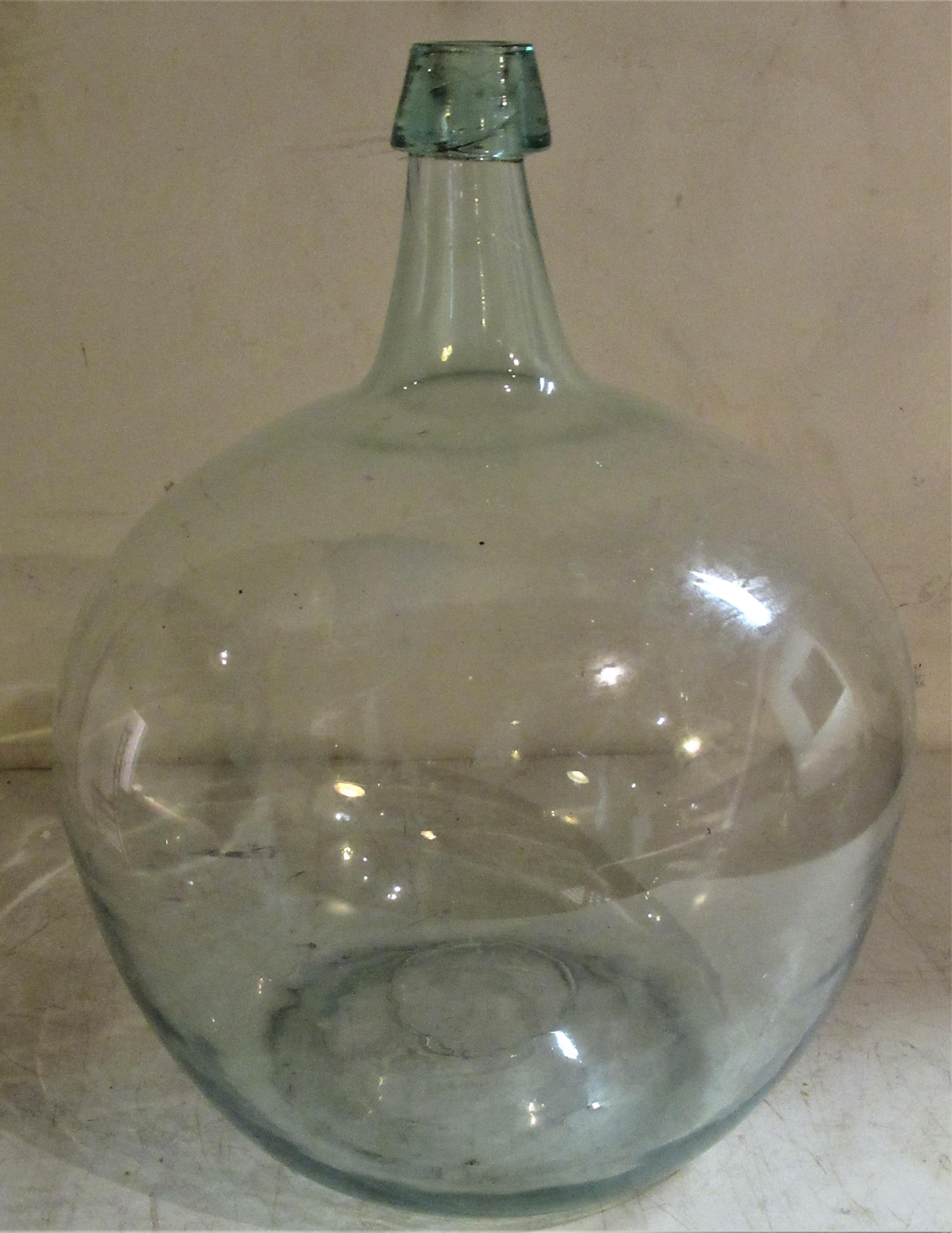 Antique Aqua Blown Glass Bulbous Form Demijohn 4