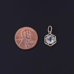 Antique Aqua Charm of 14k White and Yellow Gold