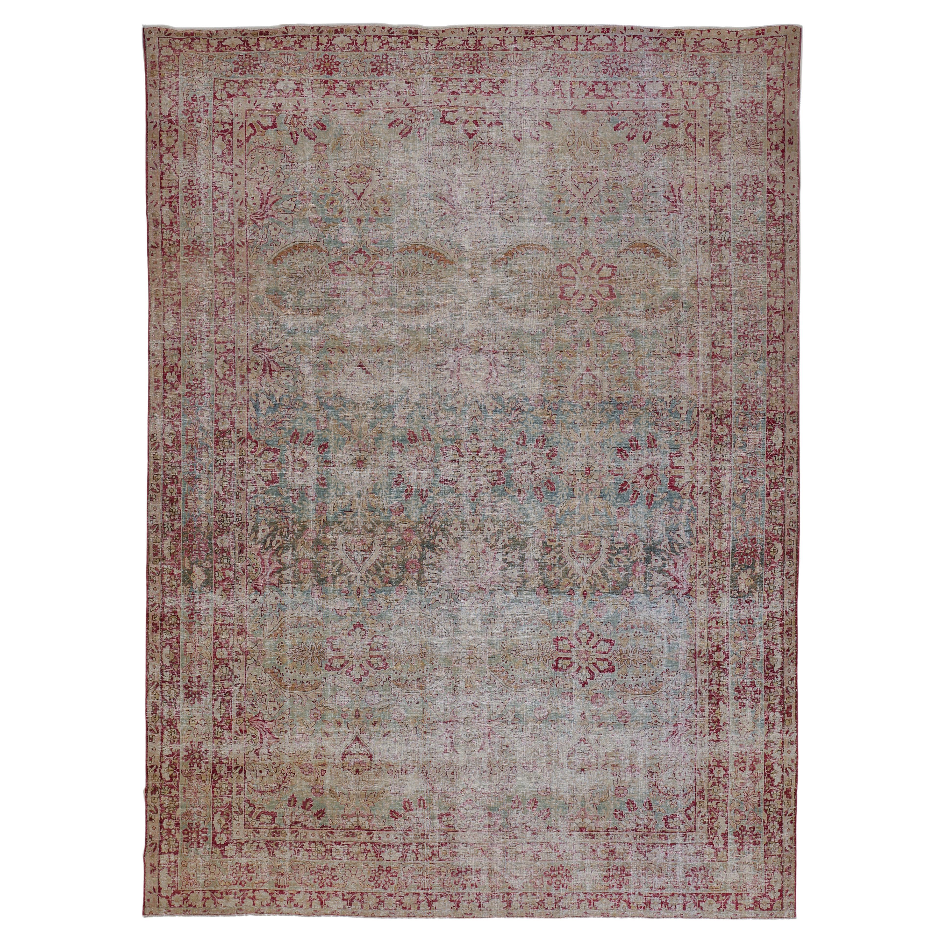 Tappeto Lavar Kirman antico Greene & Greene & Greene Distressed con motivo all-over in vendita