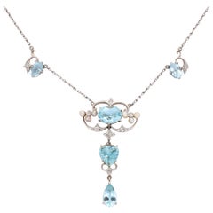 Antique Aquamarine and Diamond Necklace