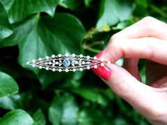 Antique Aquamarine and Diamond Pearl and 14k Rose Gold Brooch