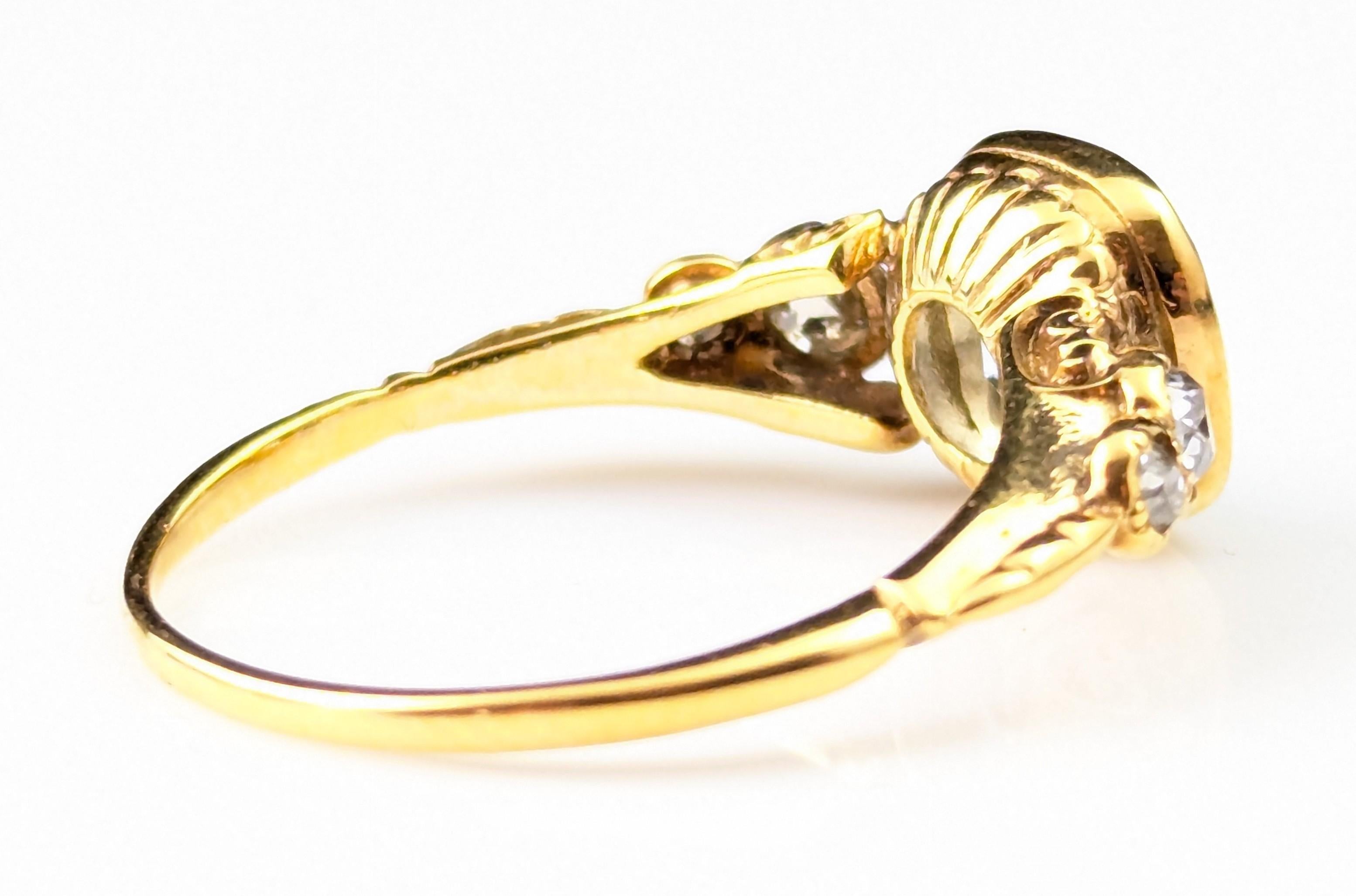 Antiker Ring aus 18 Karat Gelbgold mit Aquamarin und Diamanten im Angebot 5