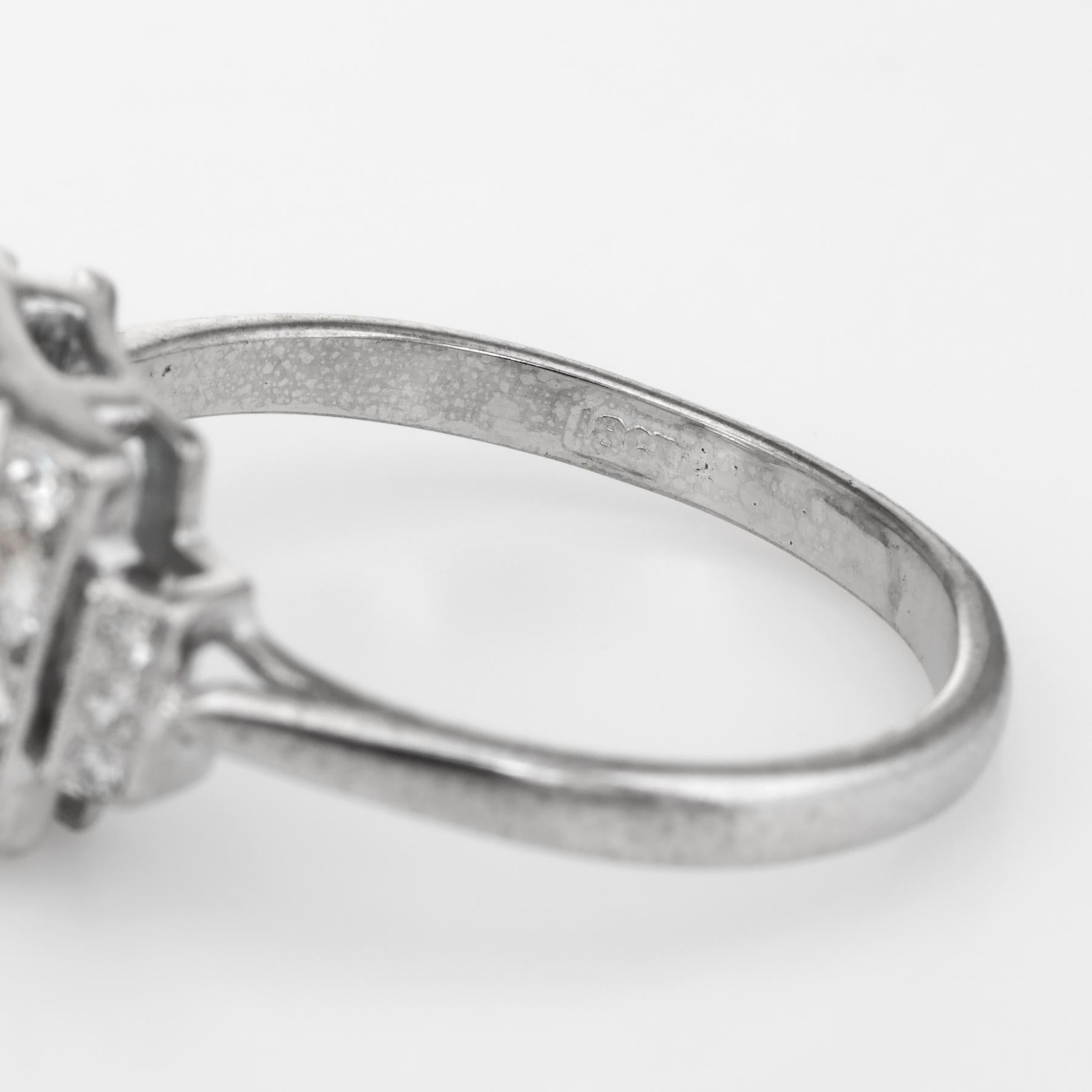 Antique Aquamarine Diamond Engagement Ring Art Deco 18 Karat White Gold Vintage 1