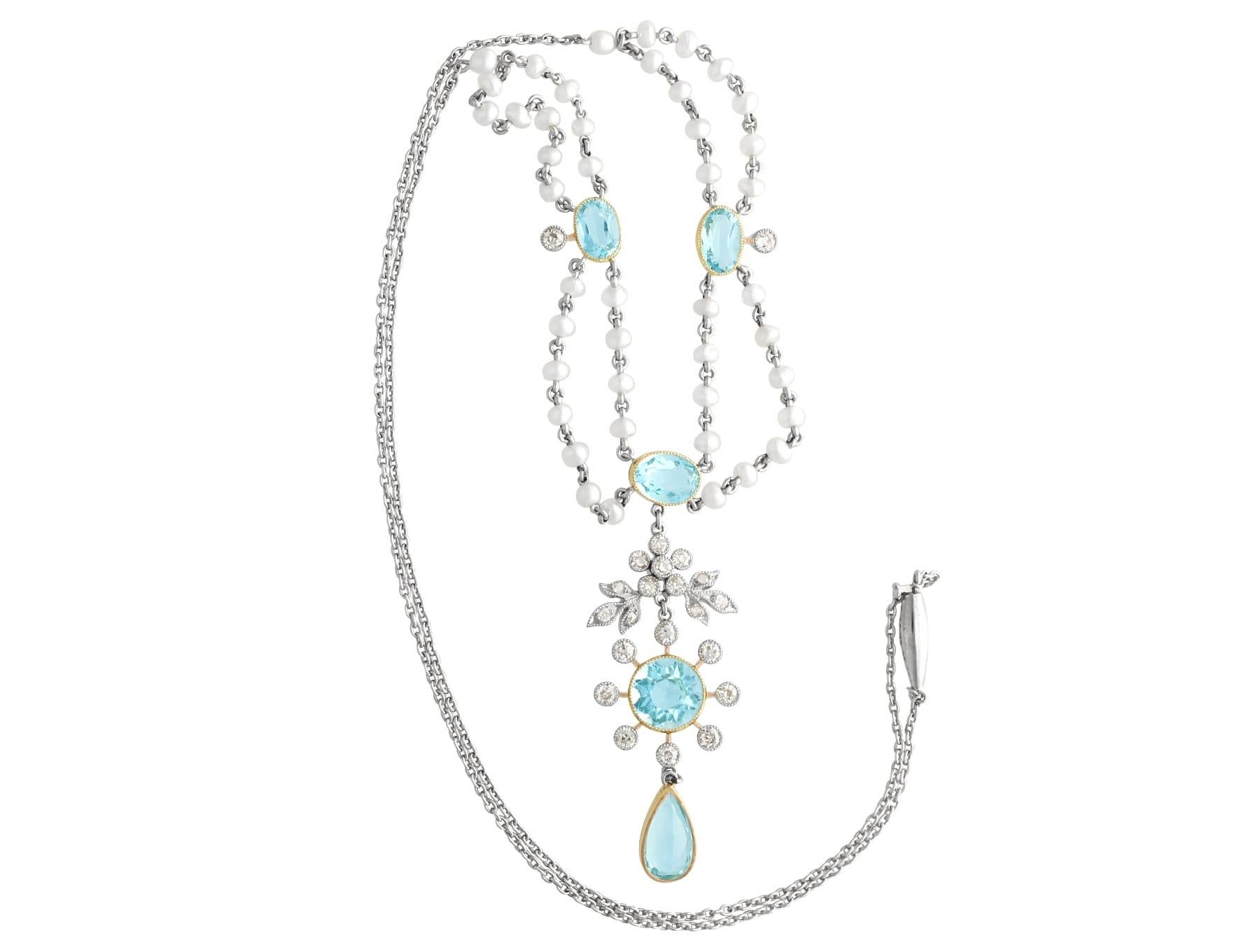pearl and aquamarine necklace