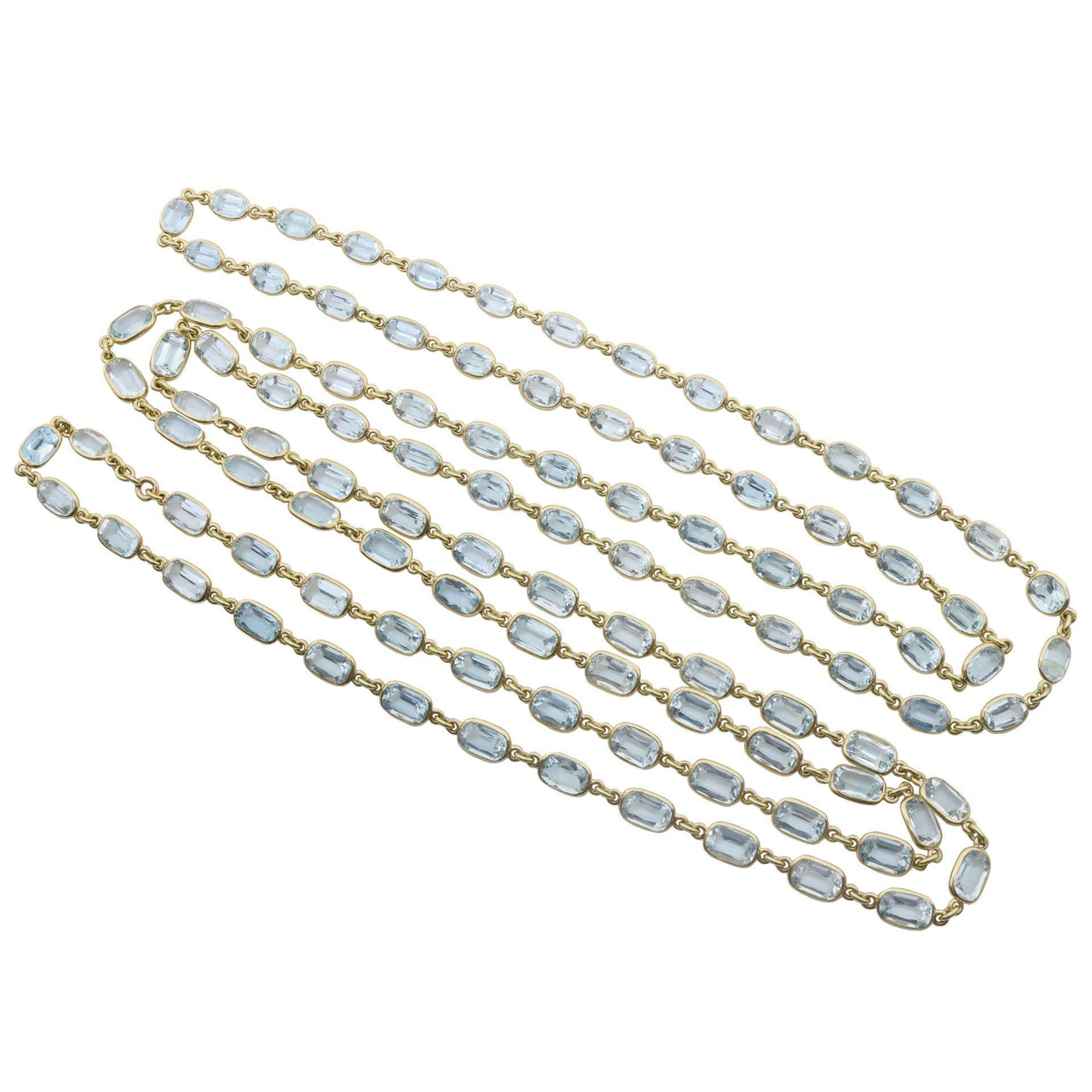 Antike Aquamarin-Halskette, um 1880 im Angebot