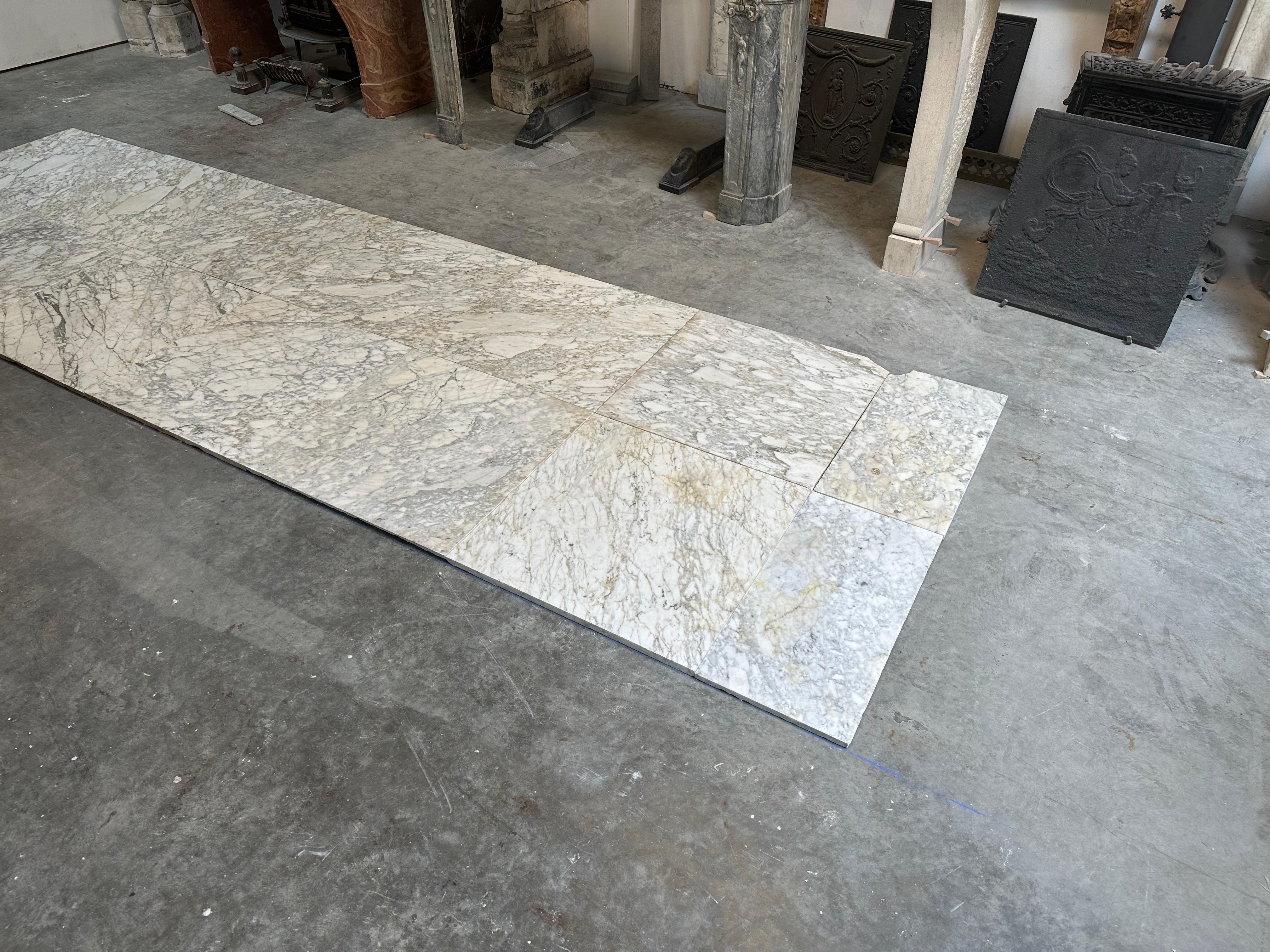 French Antique Arabescato Marble Floor Tiles For Sale