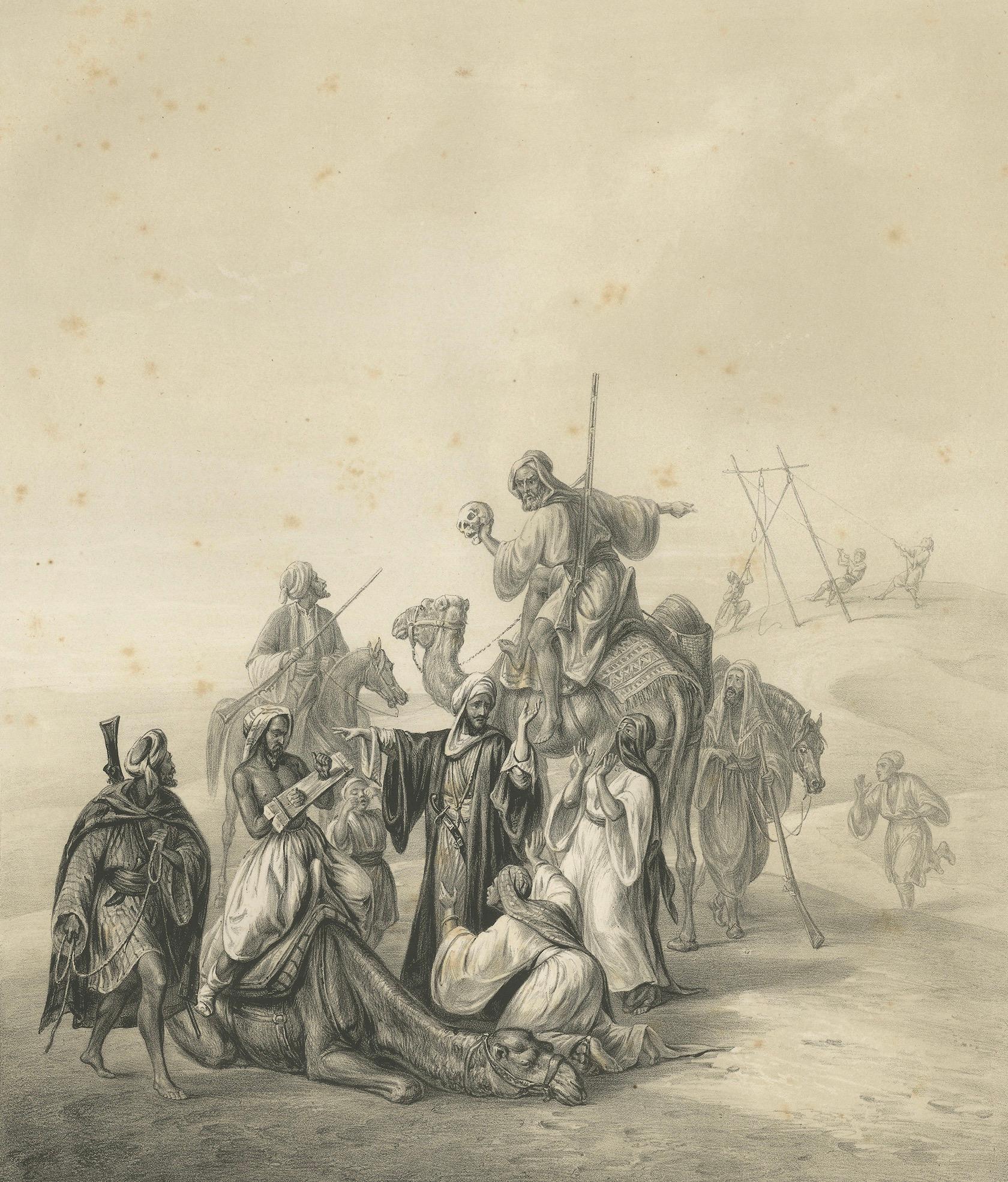 Tedesco Antico Processo di esecuzione arabo nel deserto, Maximilian Egitto 1846 in vendita