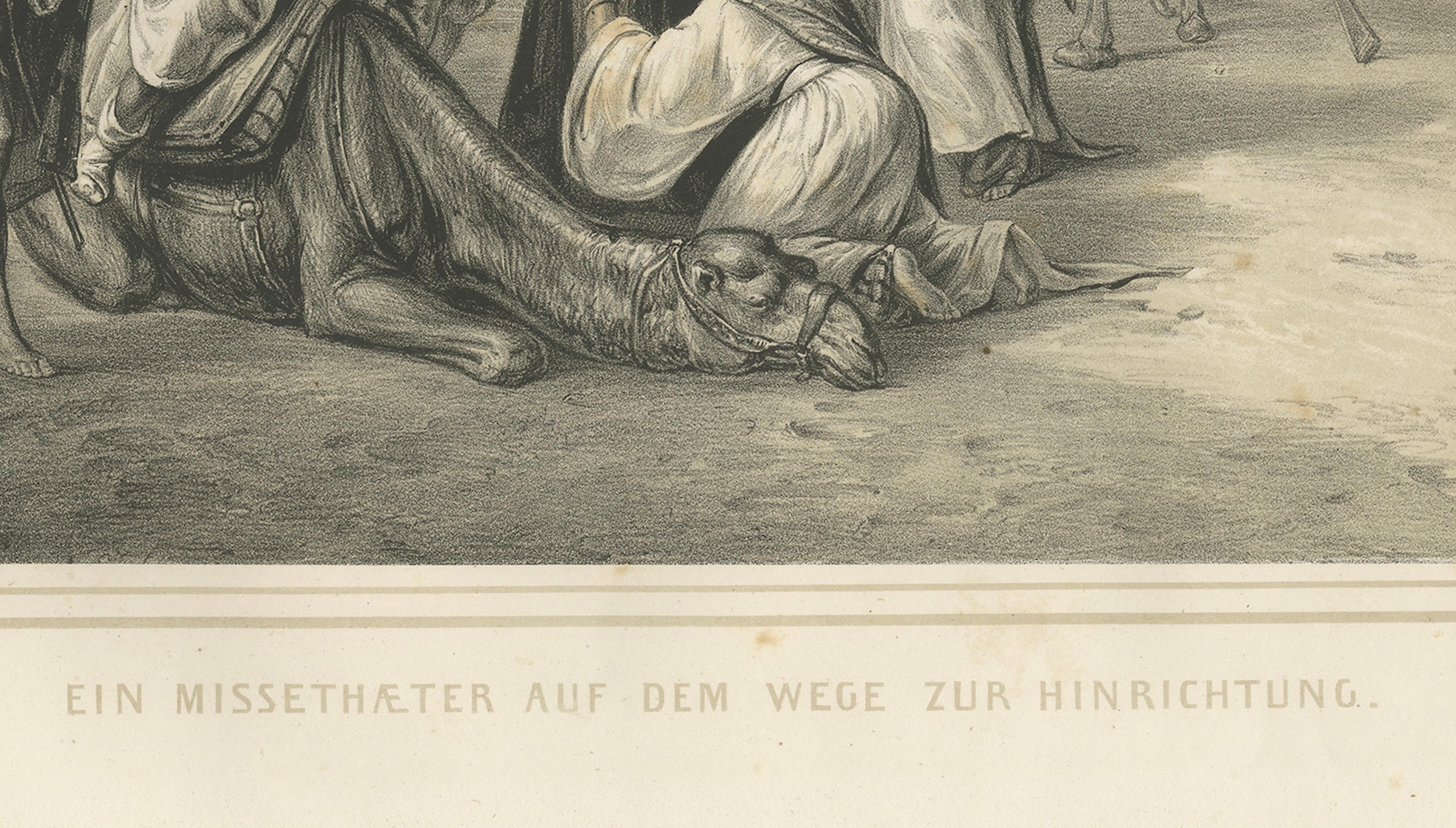 Carta Antico Processo di esecuzione arabo nel deserto, Maximilian Egitto 1846 in vendita