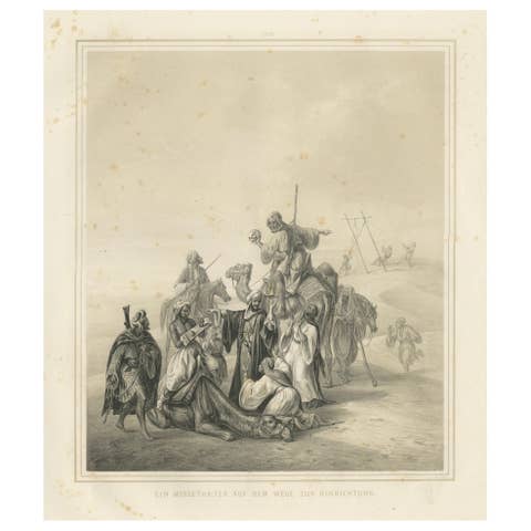 Antique Arabian Execution Procession in Desert, Maximilian Egypt 1846