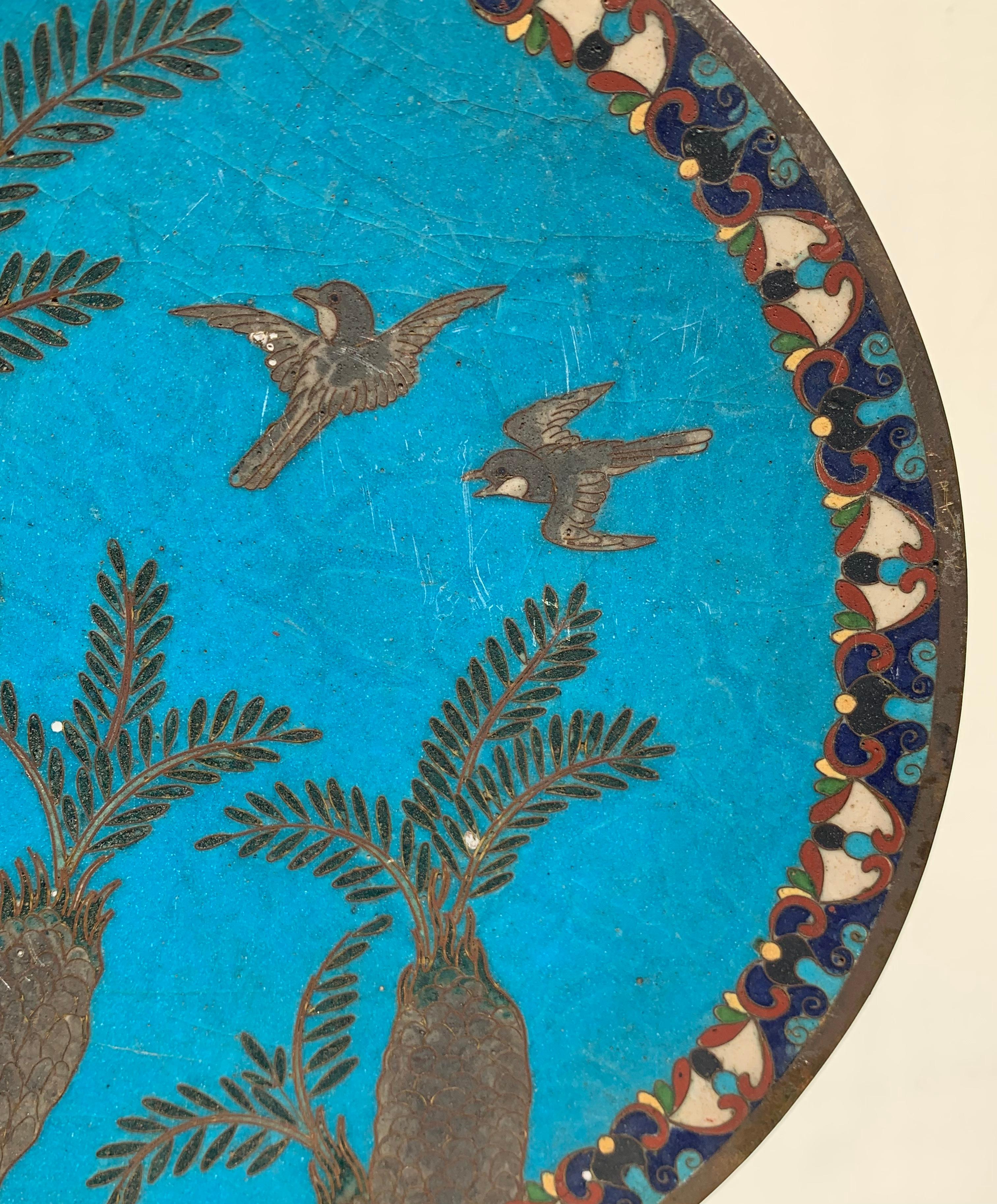 Antique Arabian Hand-Painted Metal Cloisonné Plate 2