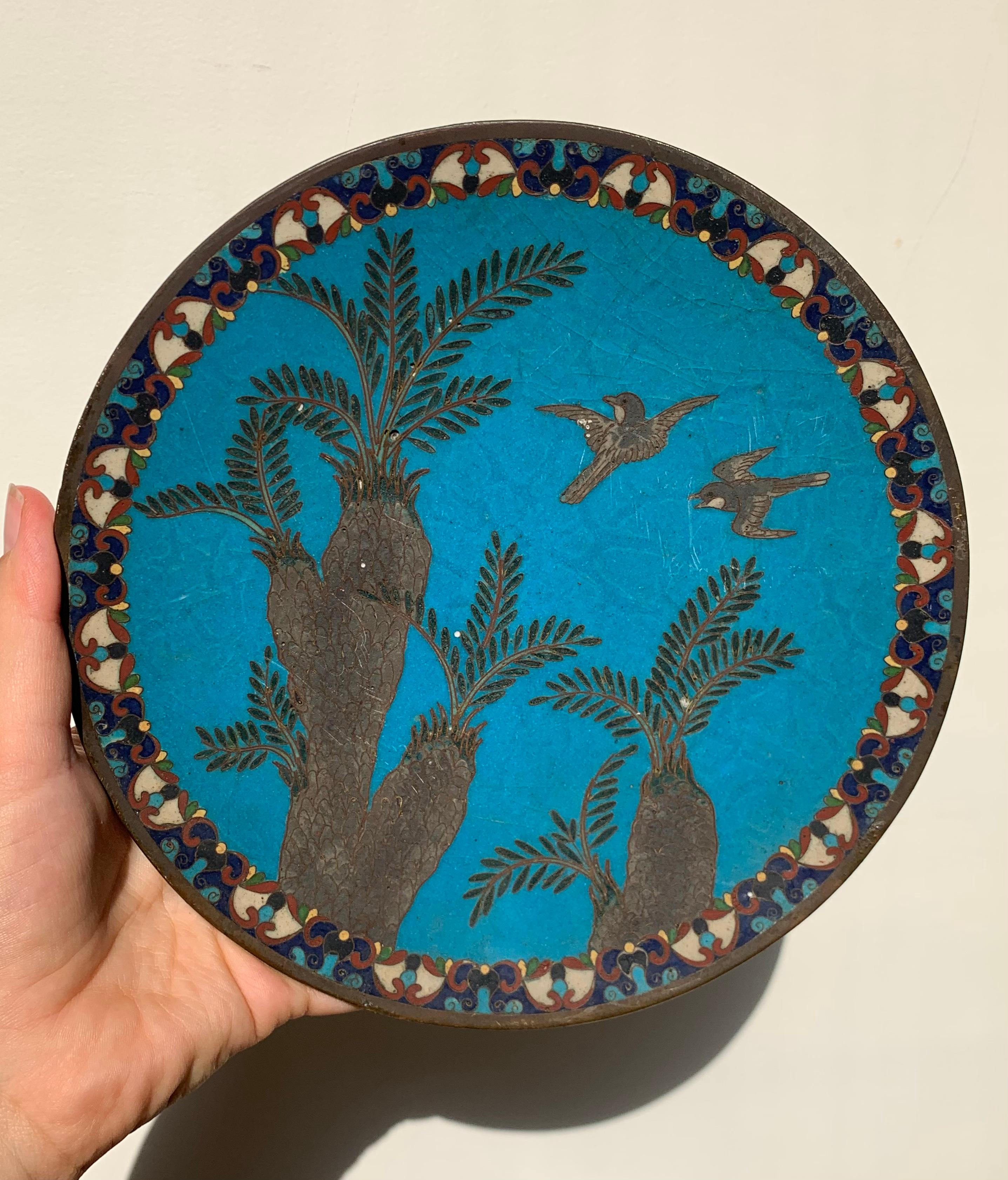 Antique Arabian Hand-Painted Metal Cloisonné Plate 4