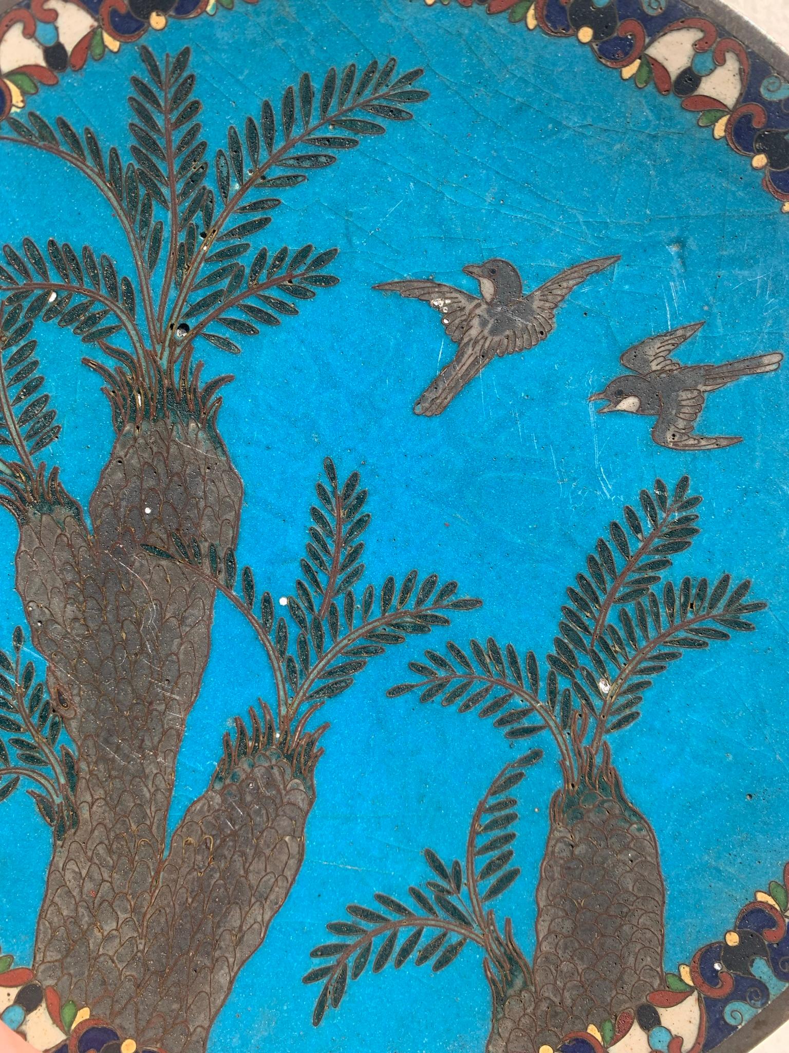 Antique Arabian Hand-Painted Metal Cloisonné Plate 5