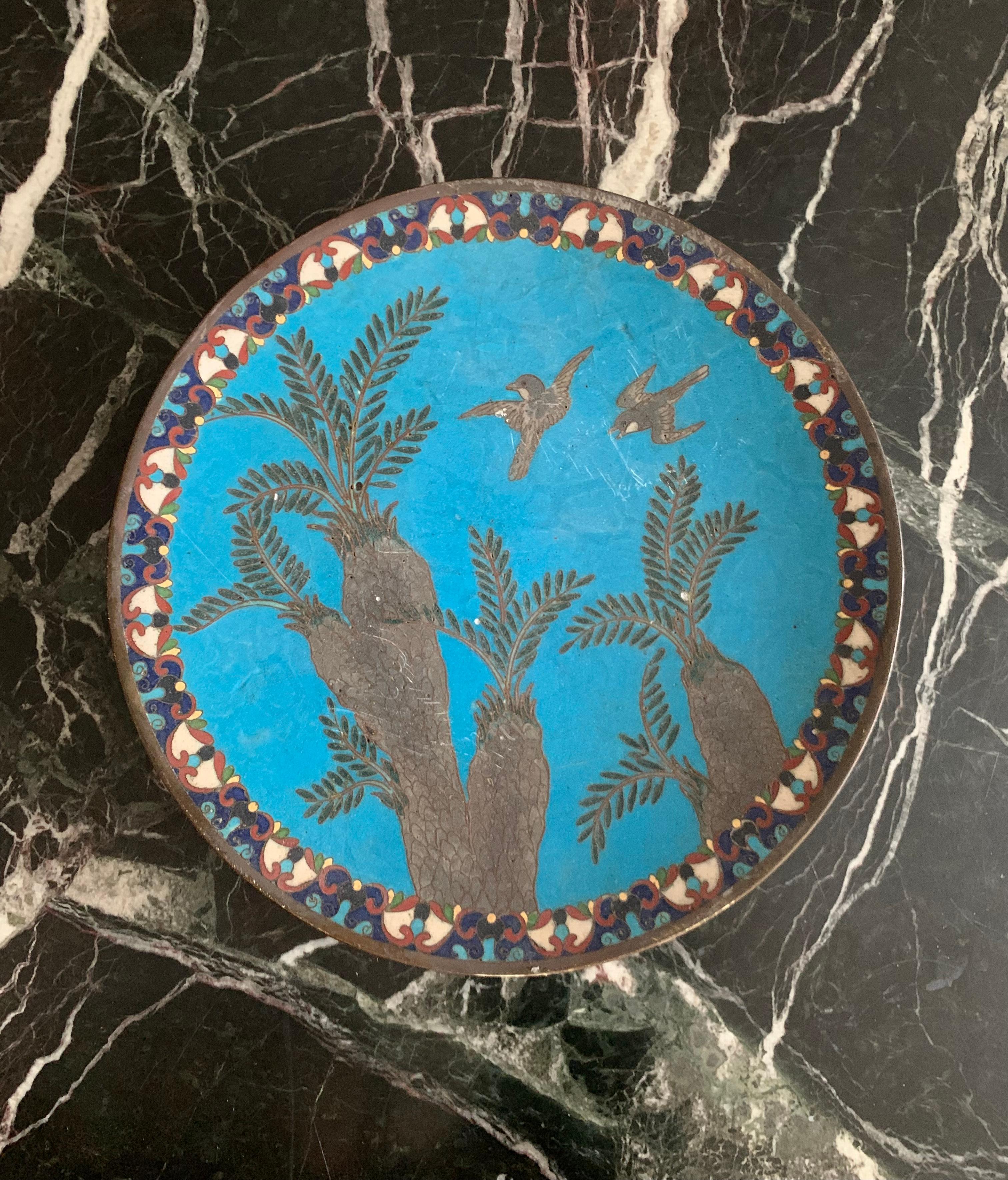 Antique Arabian Hand-Painted Metal Cloisonné Plate 7