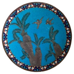 Antique Arabian Hand-Painted Metal Cloisonné Plate