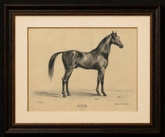 Antique Arabian Horse Lithograph “Aga” by August Jäger, 1846