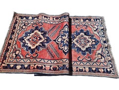 Antique Arak Persian Runner - Geometric Tribal Design - Rust, Navy, Gold , Black