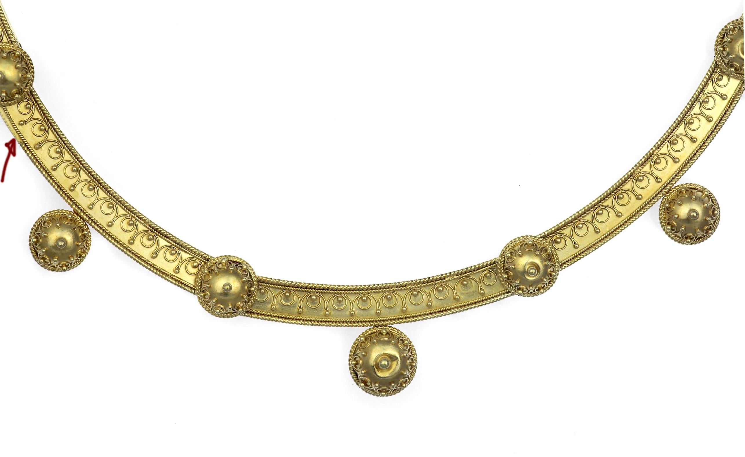 Antique Archaeological Revival 15K Gold Necklace For Sale 6