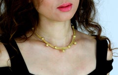 Antique Victorian 15ct Gold Archaeological Revival Collar Necklace, 1880s