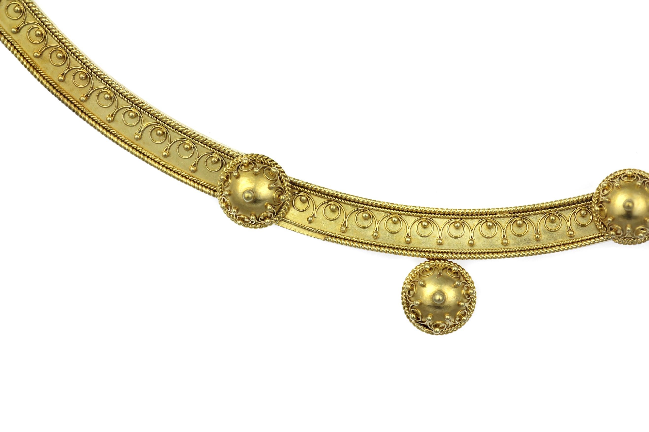 Women's or Men's Antique Archaeological Revival 15K Gold Necklace For Sale