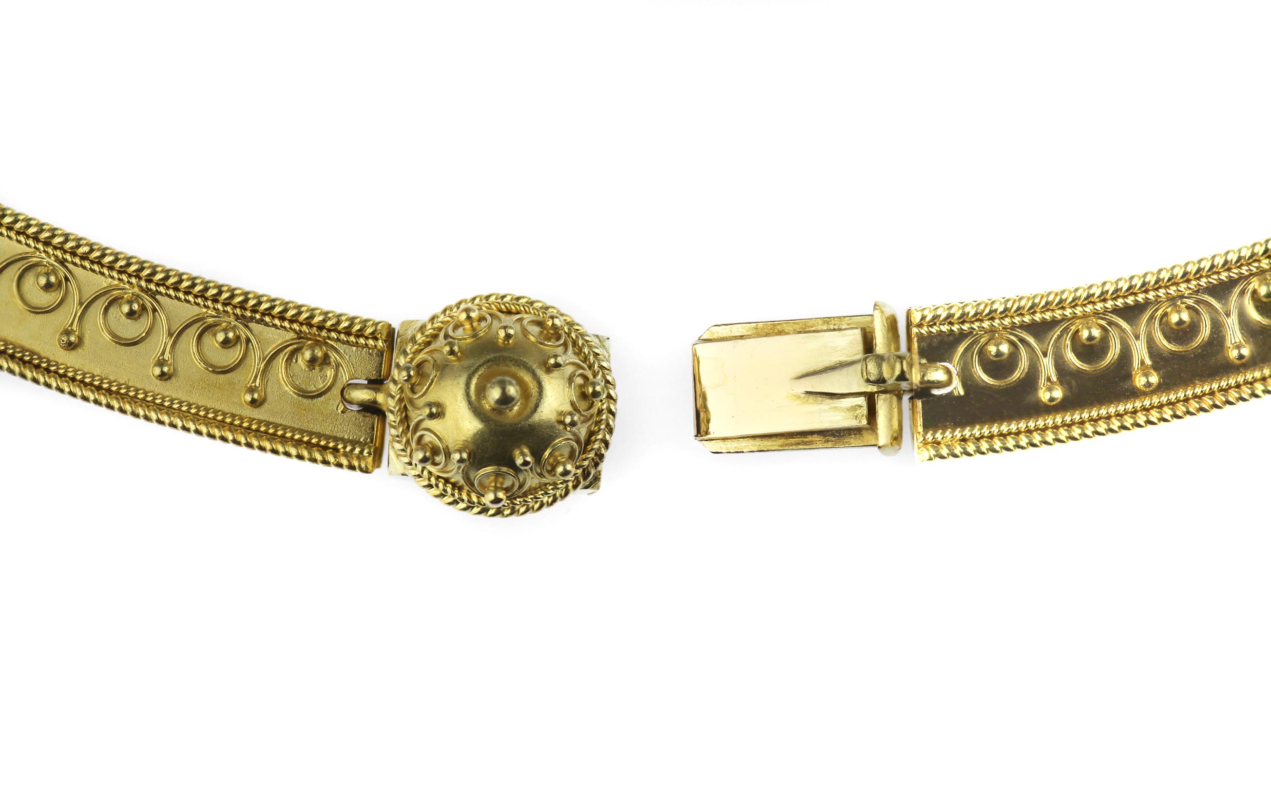 Antique Archaeological Revival 15K Gold Necklace For Sale 1