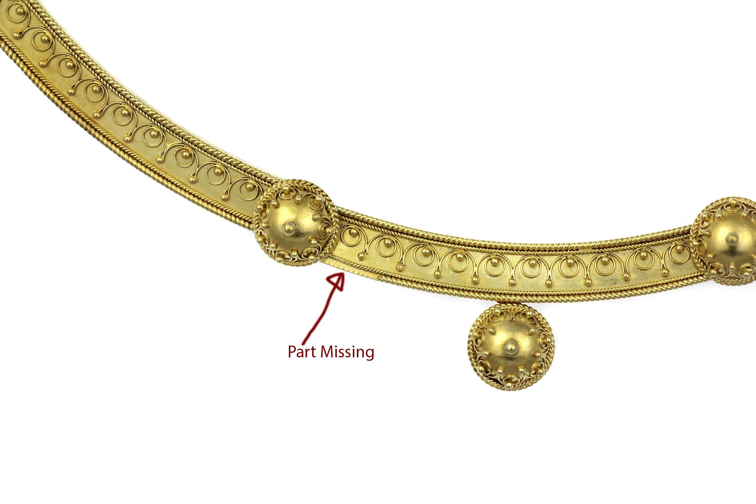 Antique Archaeological Revival 15K Gold Necklace For Sale 5