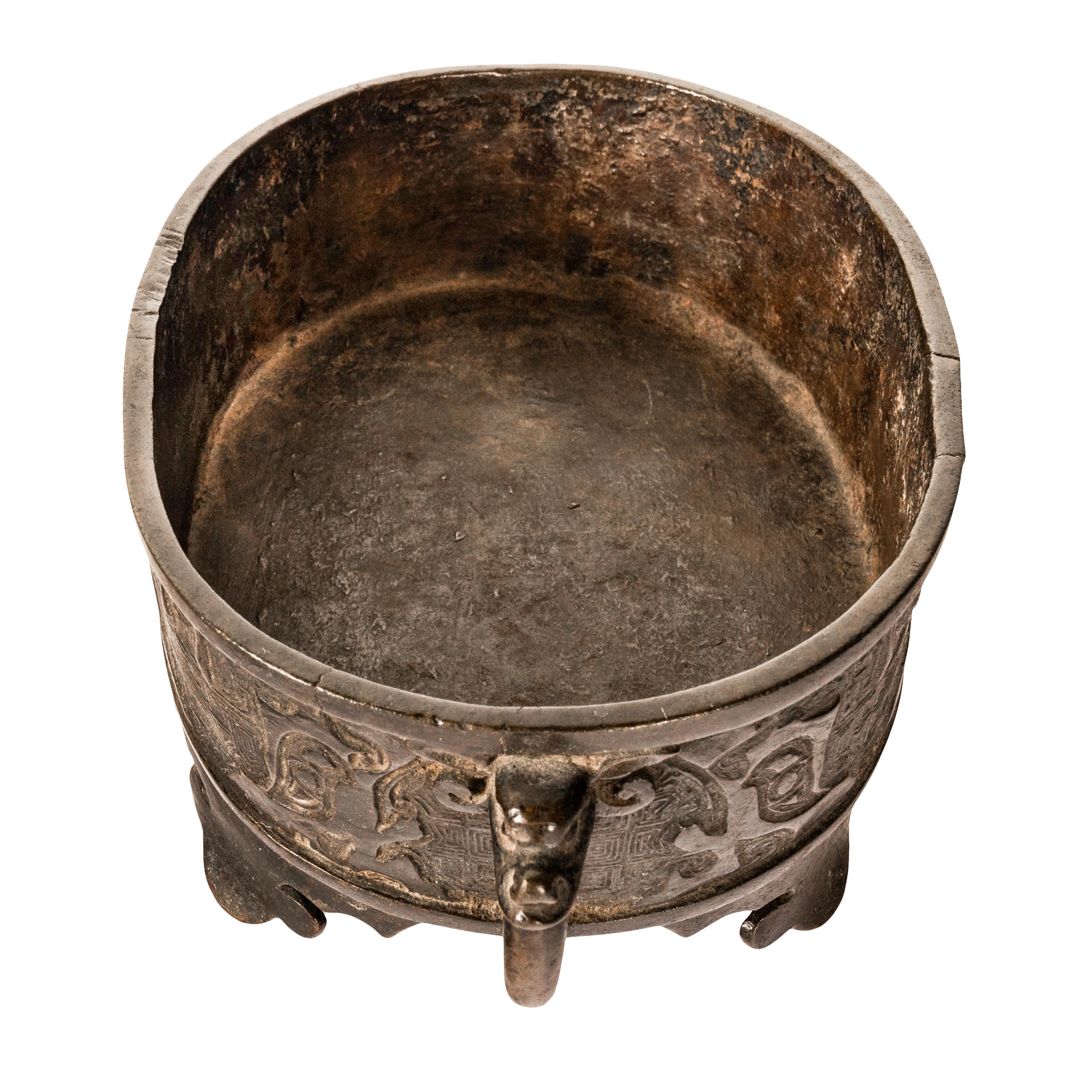 Antique Archaic Zhou Dynasty Style Chinese Bronze Censer Incense Burner Ming For Sale 4