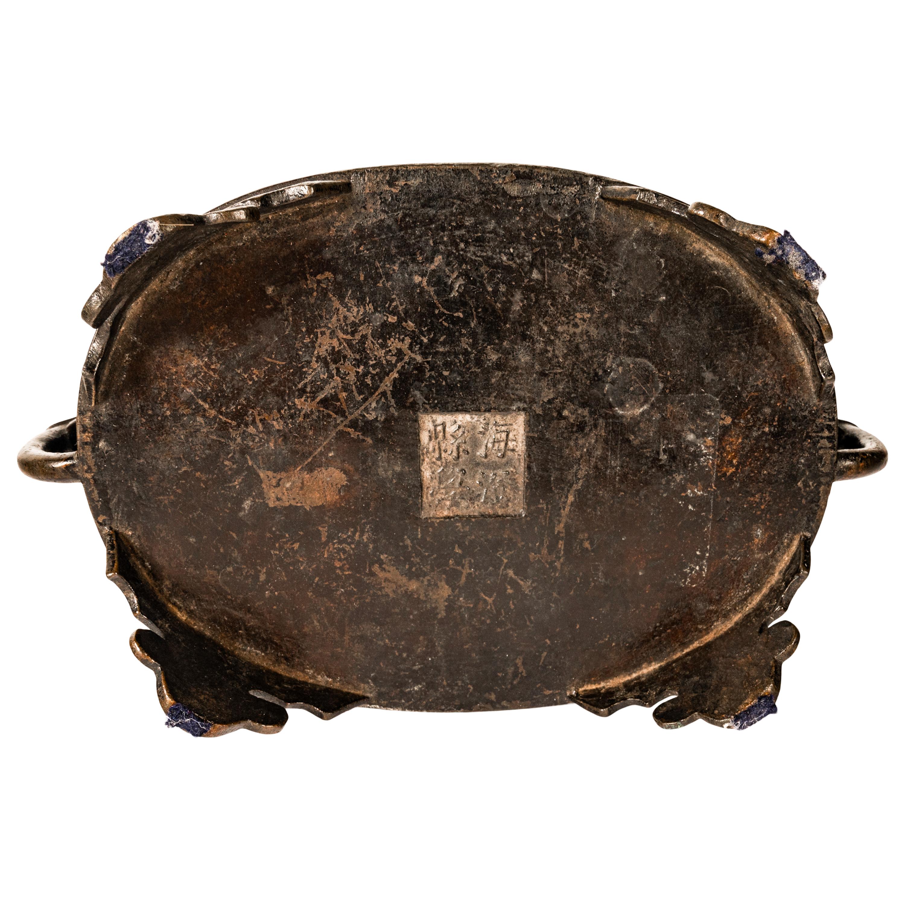 Antike archaische Zhou Dynasty Style Chinese Bronze Censer Weihrauchbrenner Ming im Angebot 6