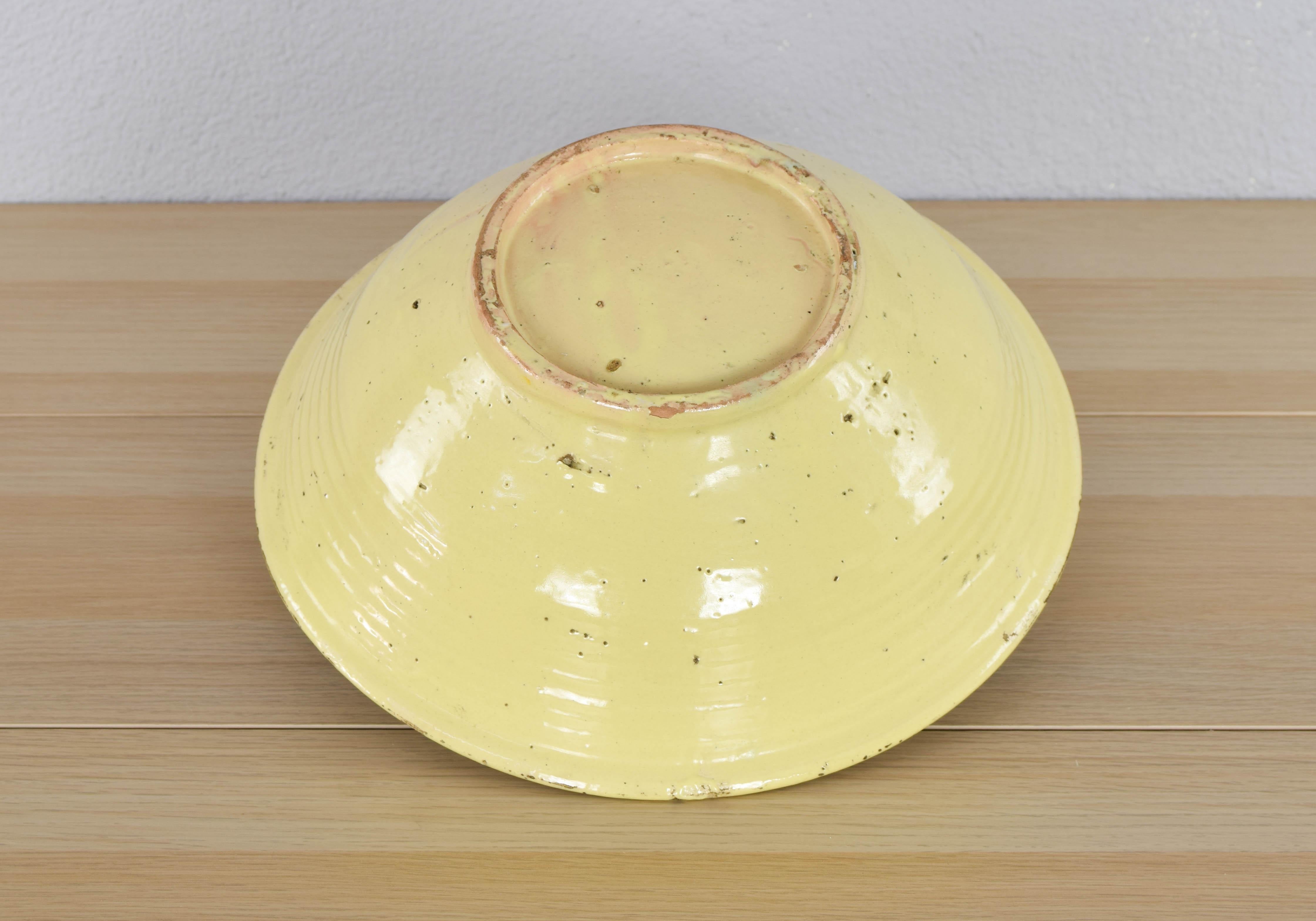 20th Century Antique Puente de Arzobispo Talavera Handmade Ceramic Glazed Lebrillo Bowl For Sale