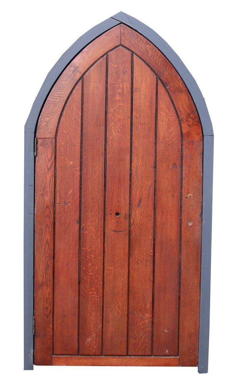 Antique Arched Oak Door With Painted Pine Frame at 1stDibs