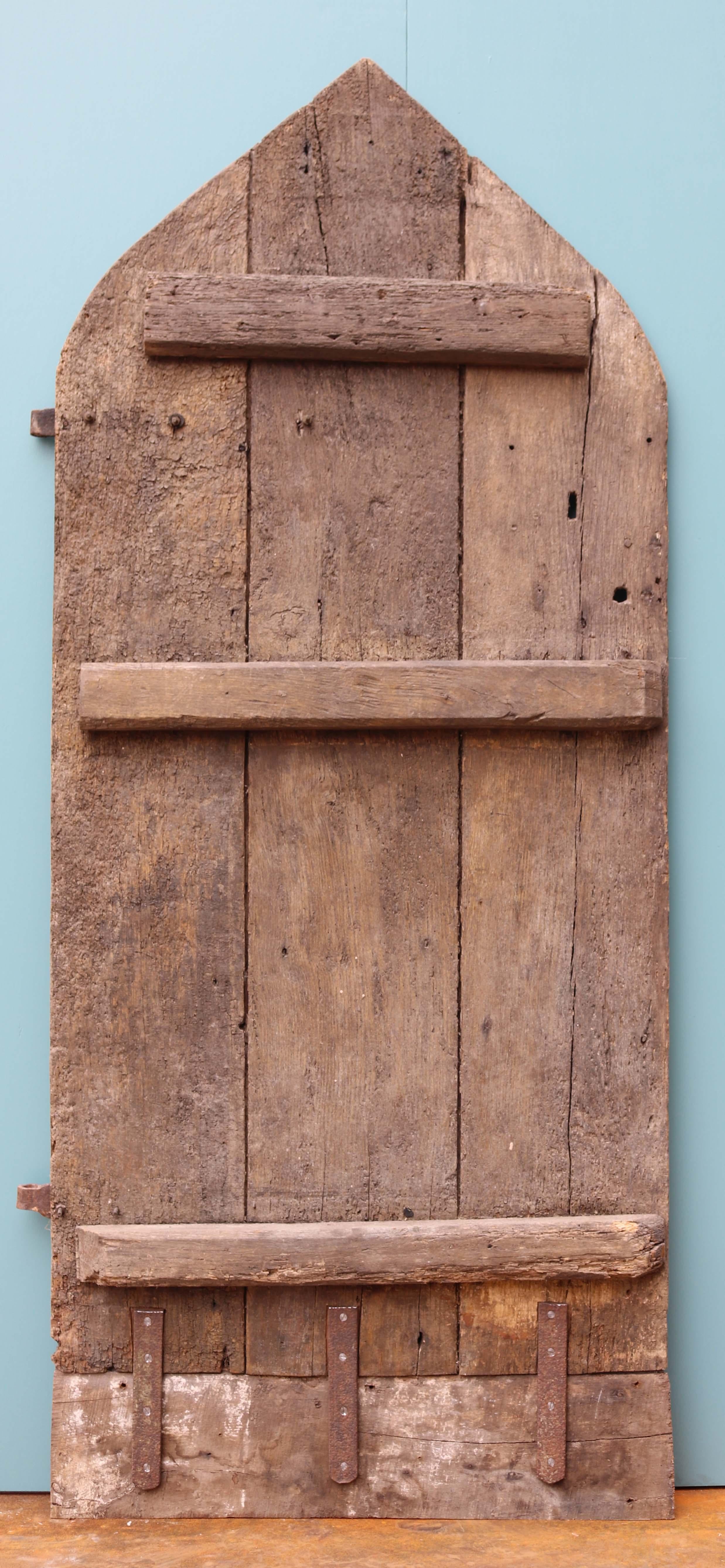 English Antique Arched Oak Plank Door