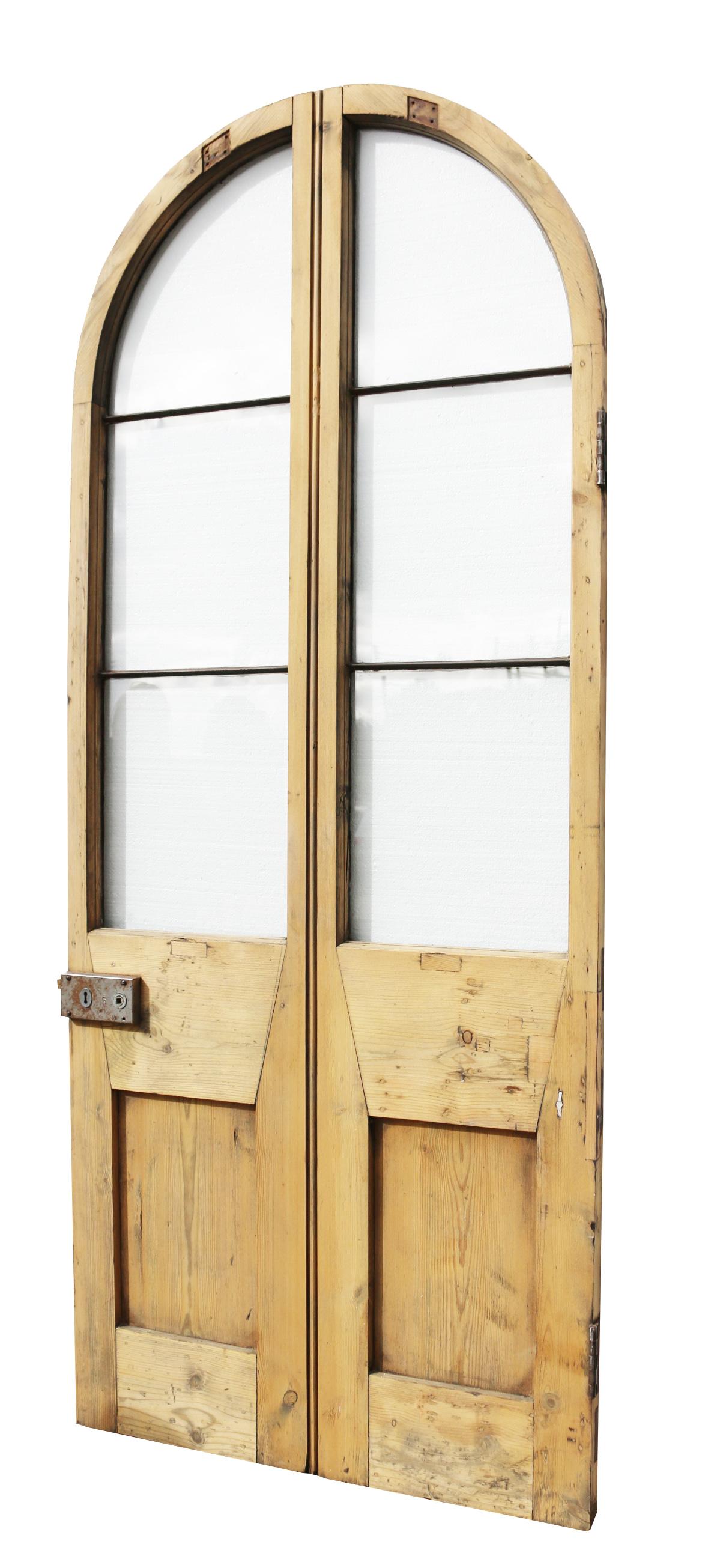 Regency Antique Arched Pine Glazed Exterior Door