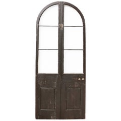 Antique Arched Pine Glazed Exterior Door