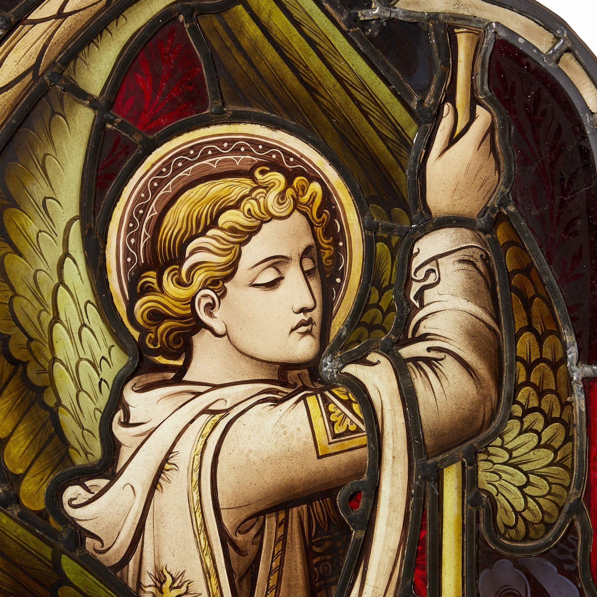 Stained glass arqueado antiguo de Hardman & Co Victoriano en venta