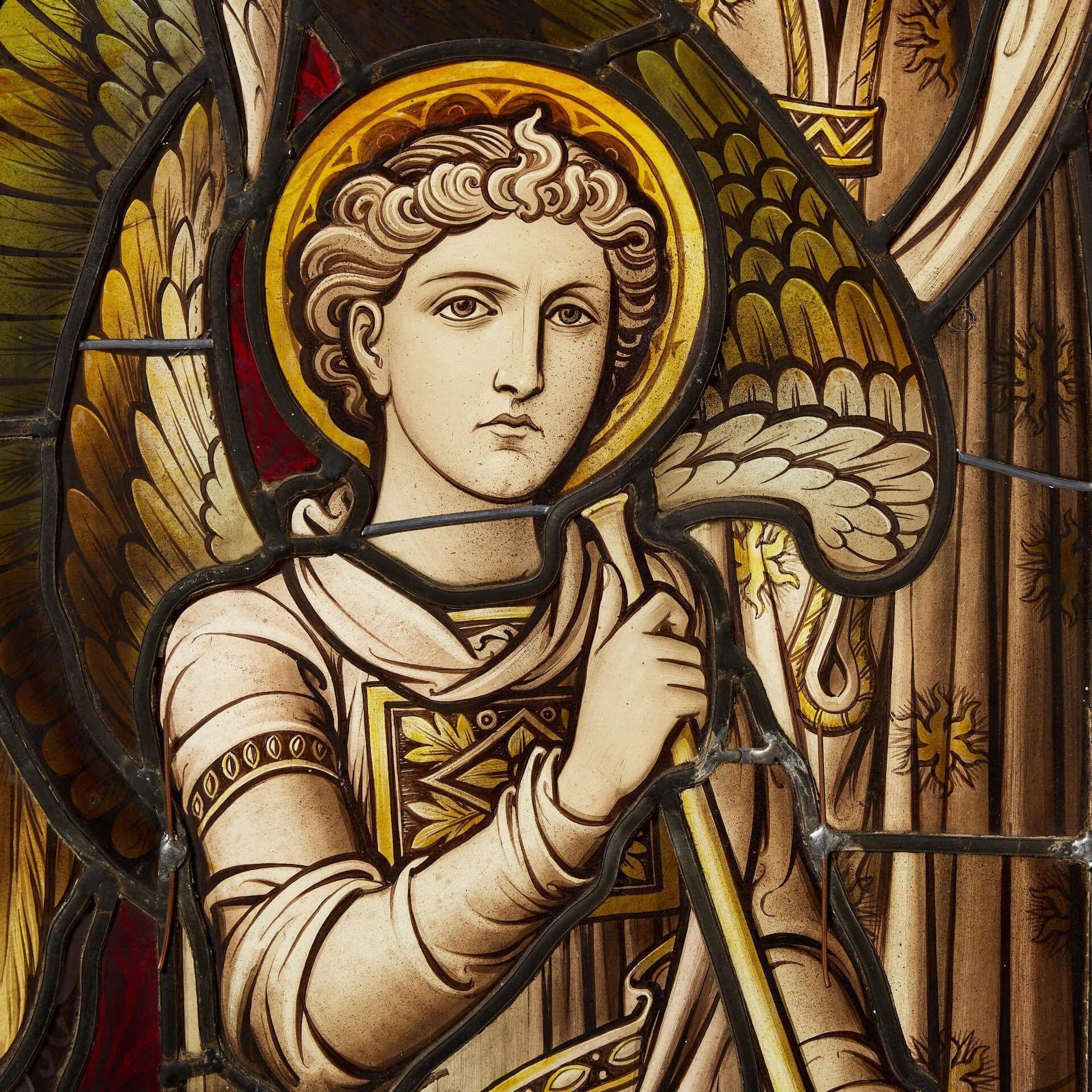 Stained glass arqueado antiguo de Hardman & Co Inglés en venta