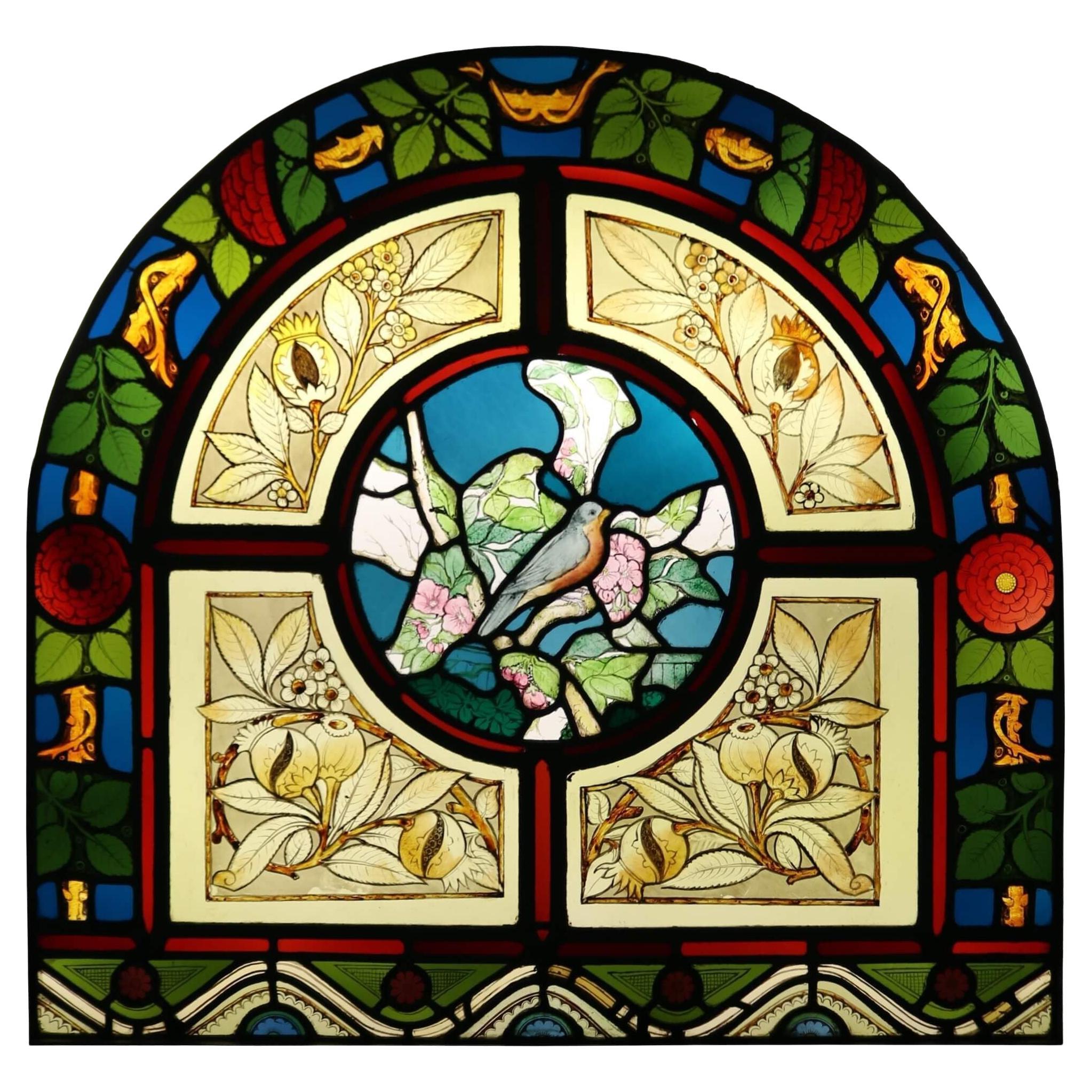 Antike gewölbte Buntglas-Fensterplatte