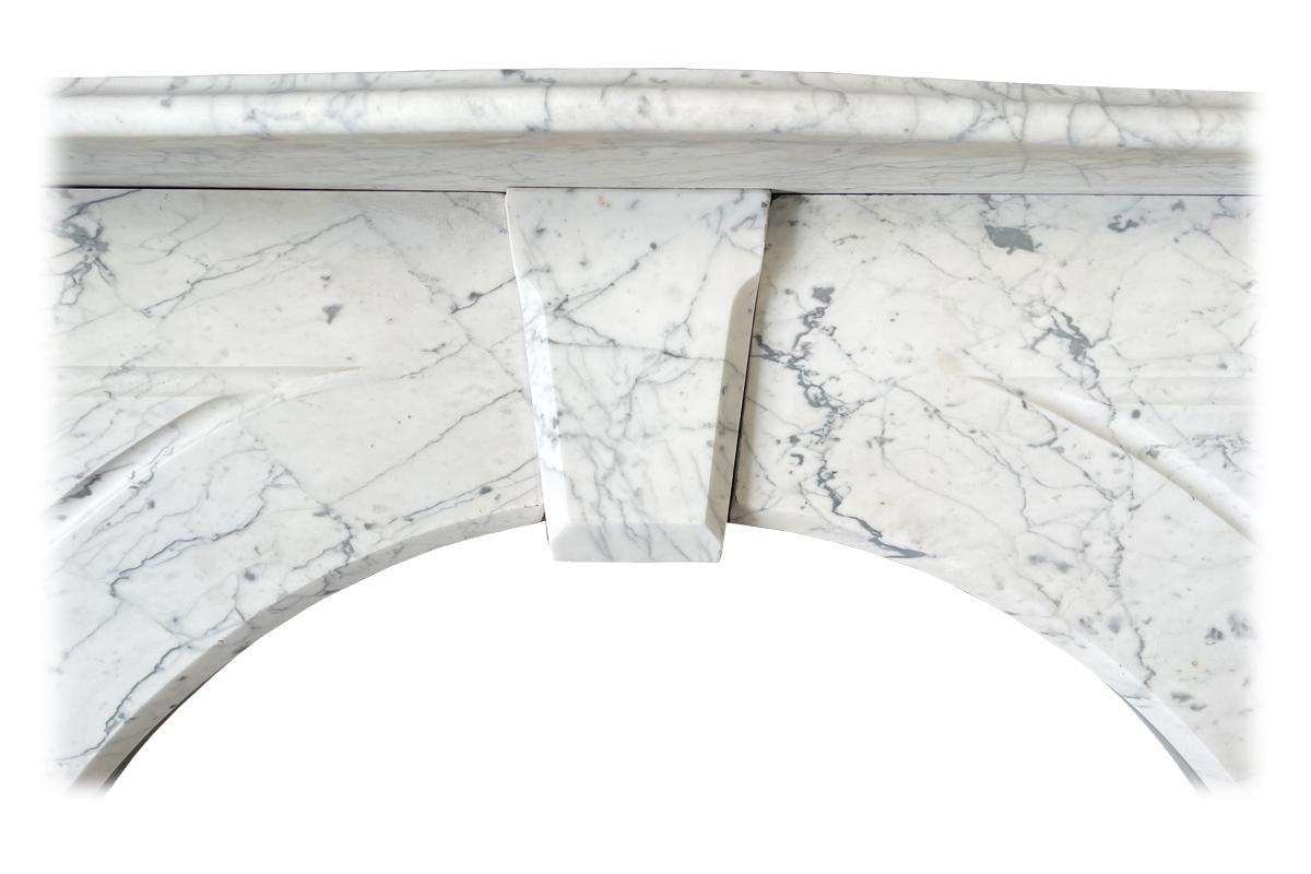 19th Century Antique Arched Victorian Carrara Marble Fireplace Surround
