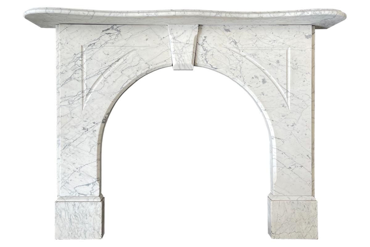 Antique Arched Victorian Carrara Marble Fireplace Surround 3
