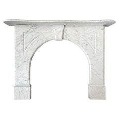 Antique Arched Victorian Carrara Marble Fireplace Surround